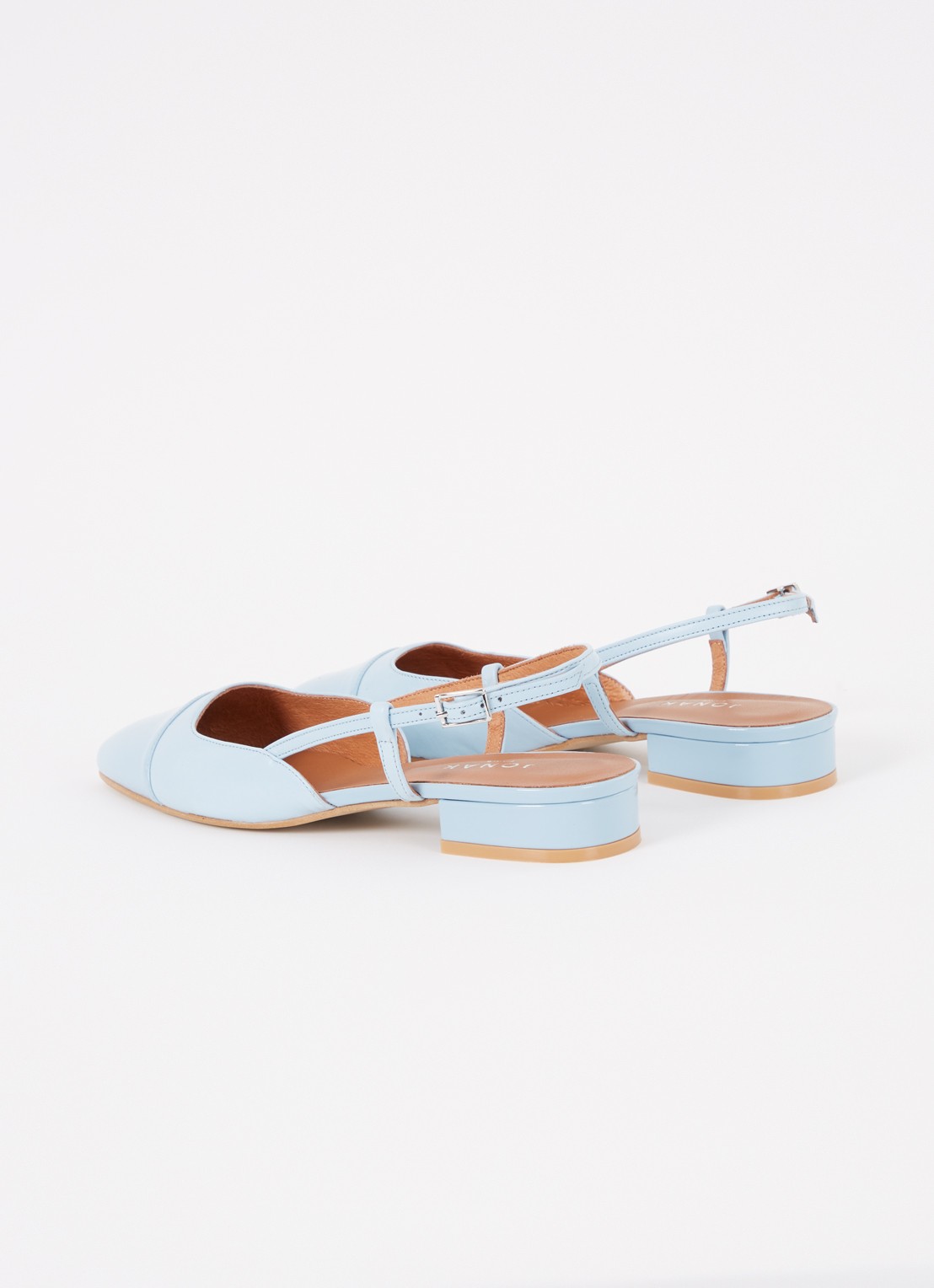 Jonak Dhapou slingback van leer - achterkant lichtblauw