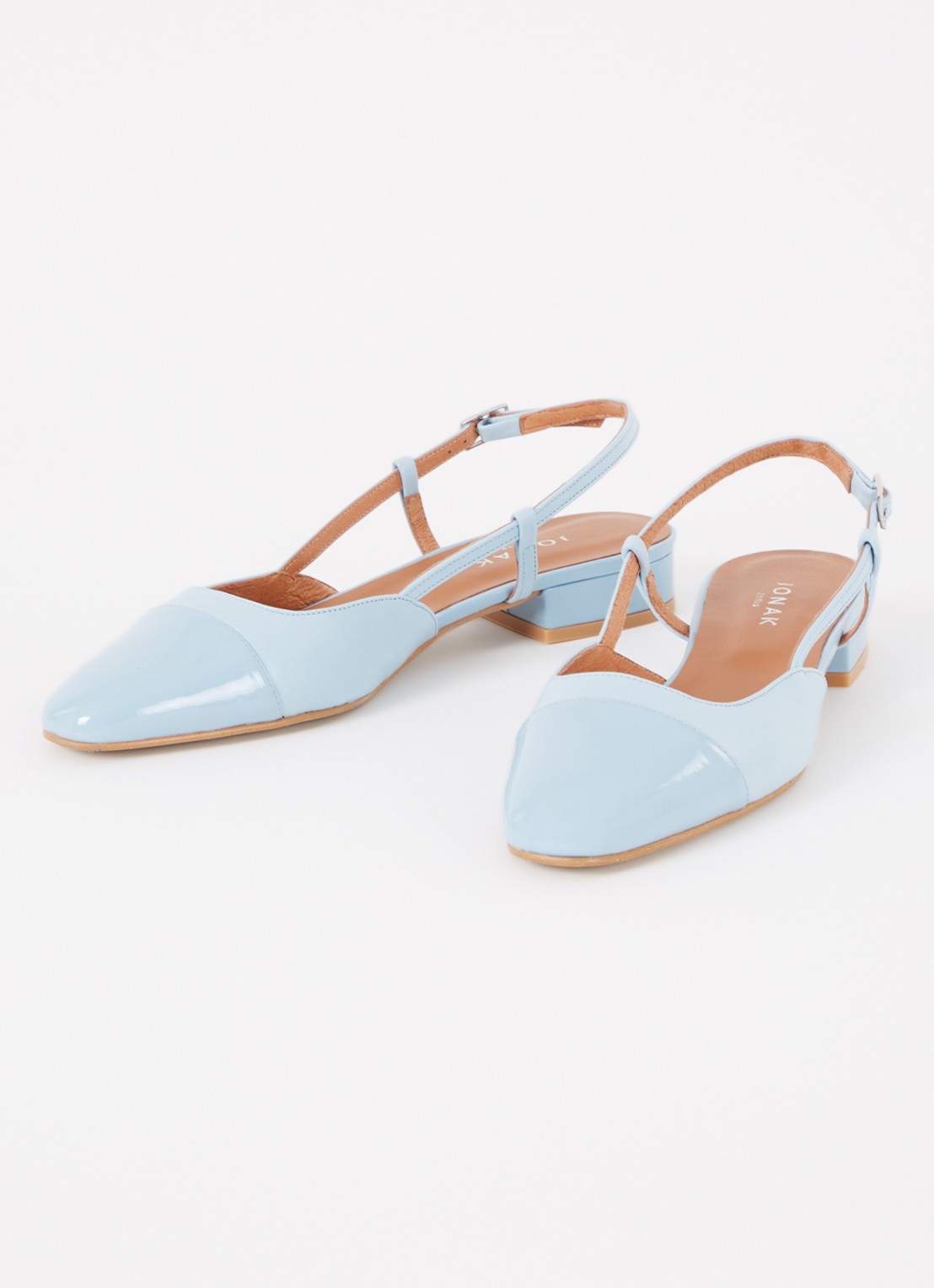 Jonak Dhapou slingback van leer - detail 2 lichtblauw