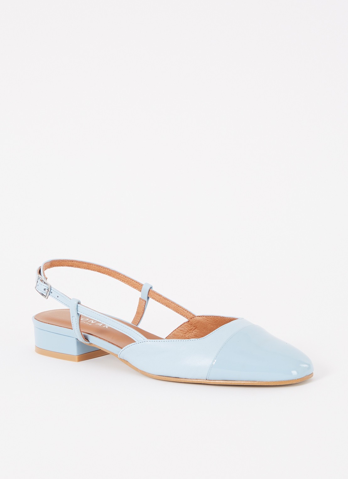 Jonak Dhapou slingback van leer - voorkant 5 lichtblauw