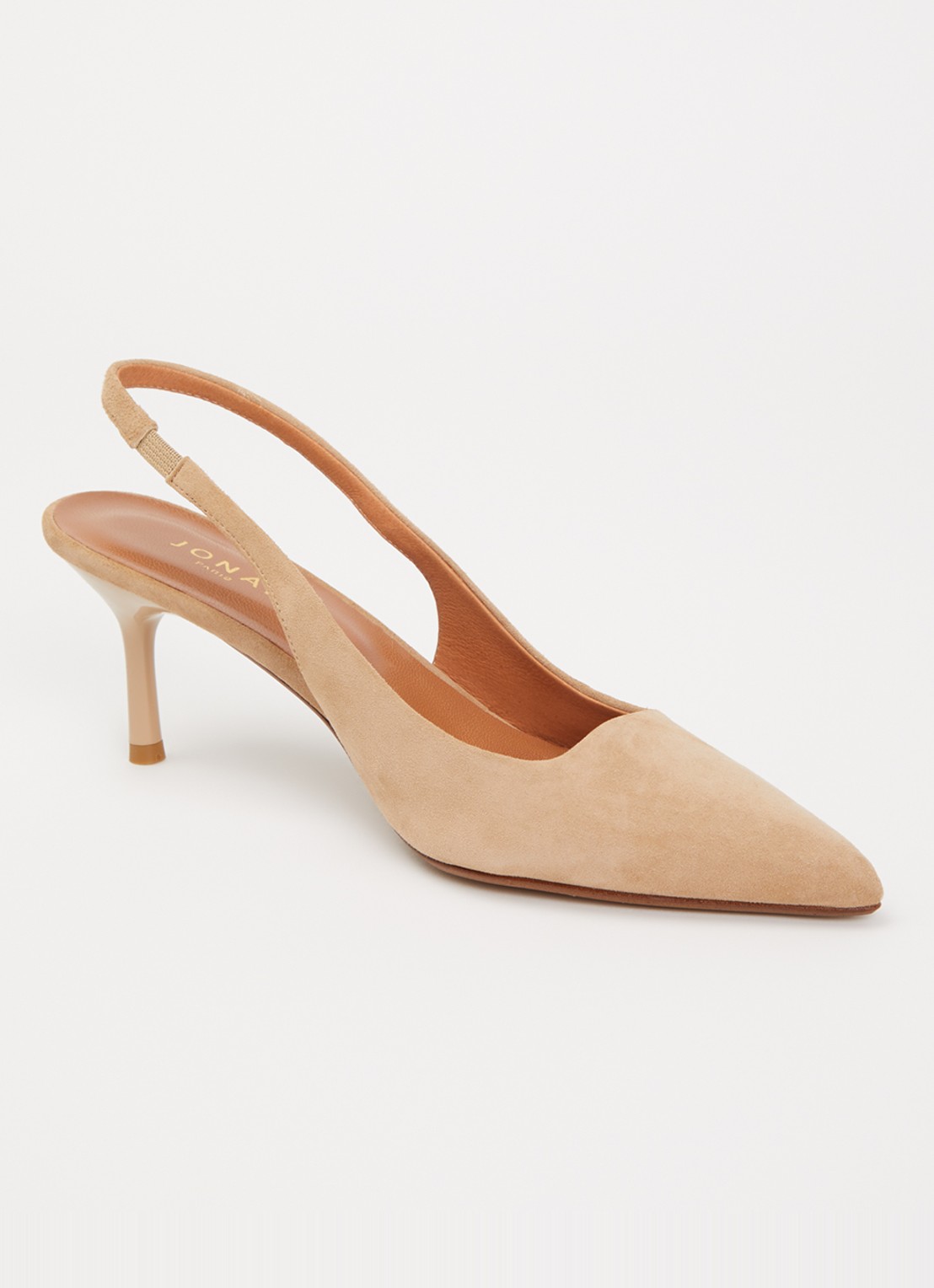 Jonak Diamantine pump van geitensuède - voorkant beige
