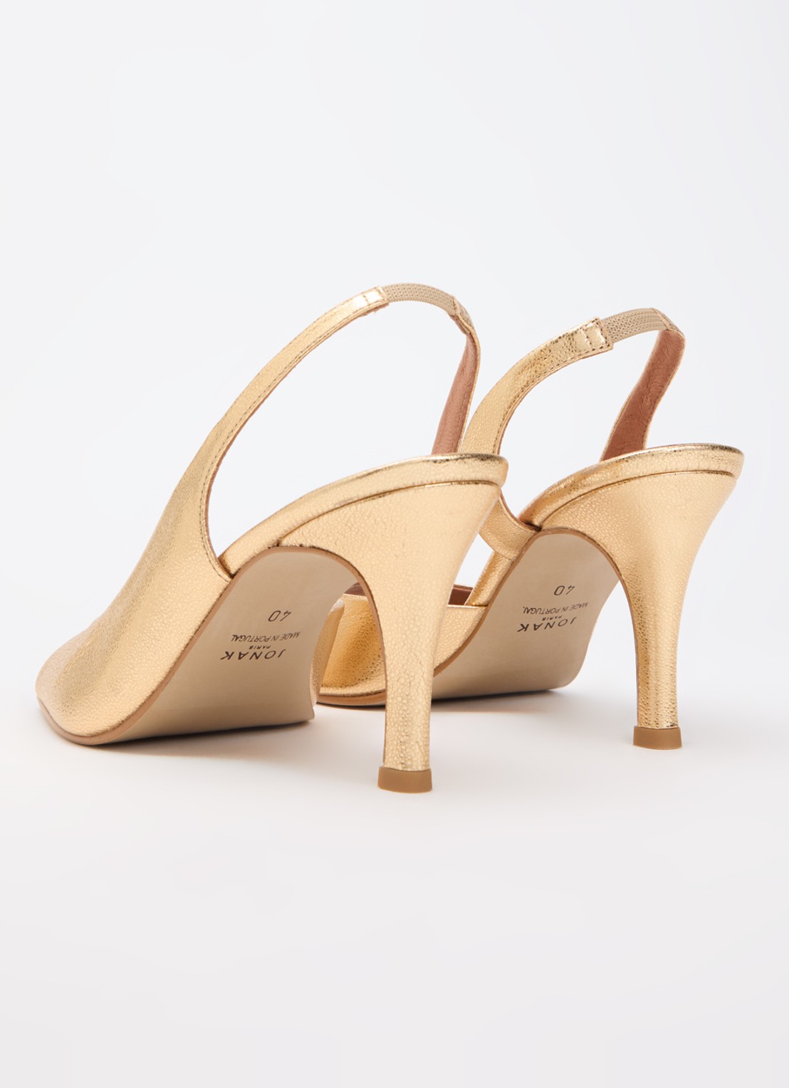 Jonak Dira slingback van geitenleer met metallic finish - achterkant 5 goud
