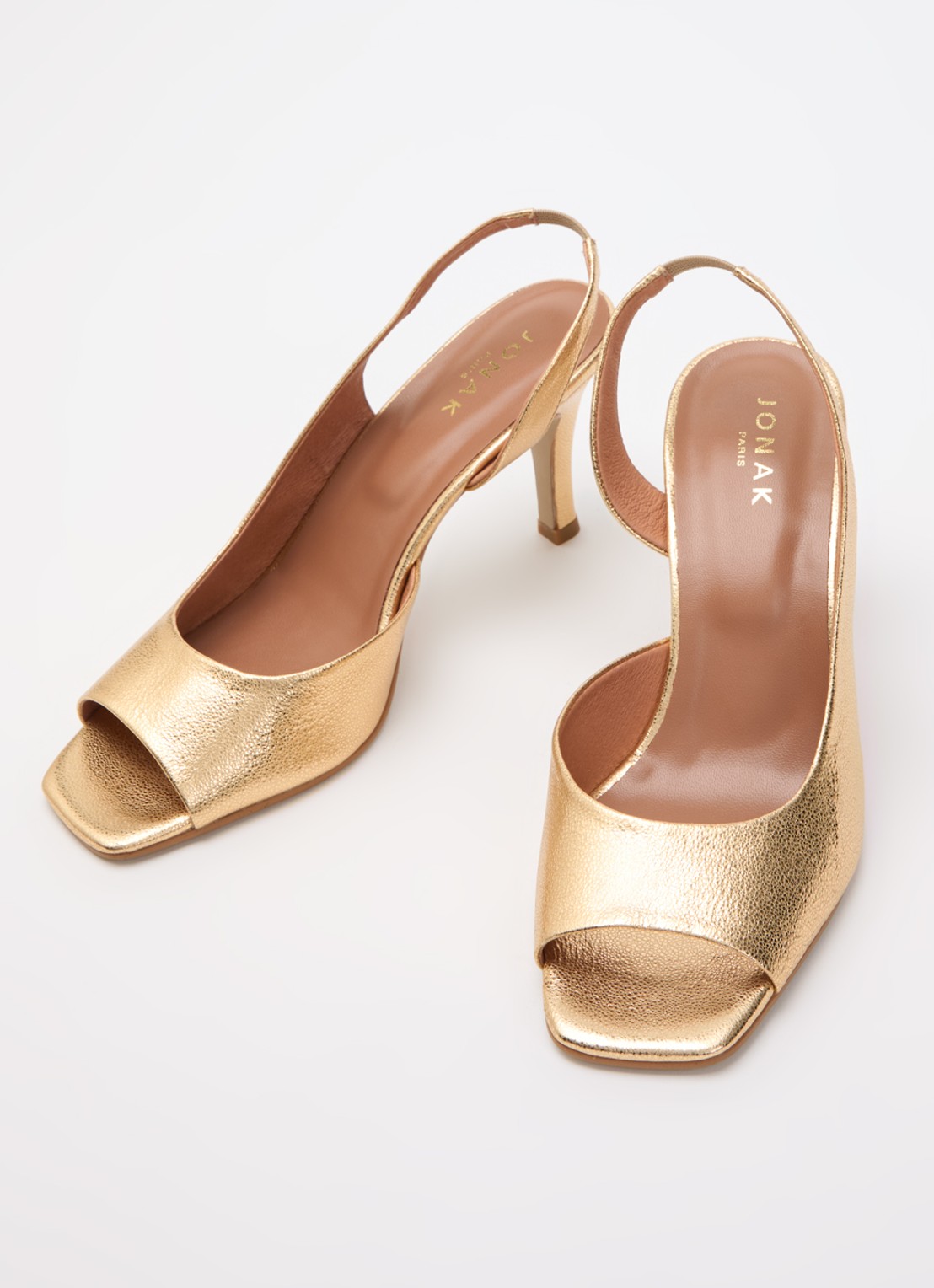 Jonak Dira slingback van geitenleer met metallic finish - detail 2 goud