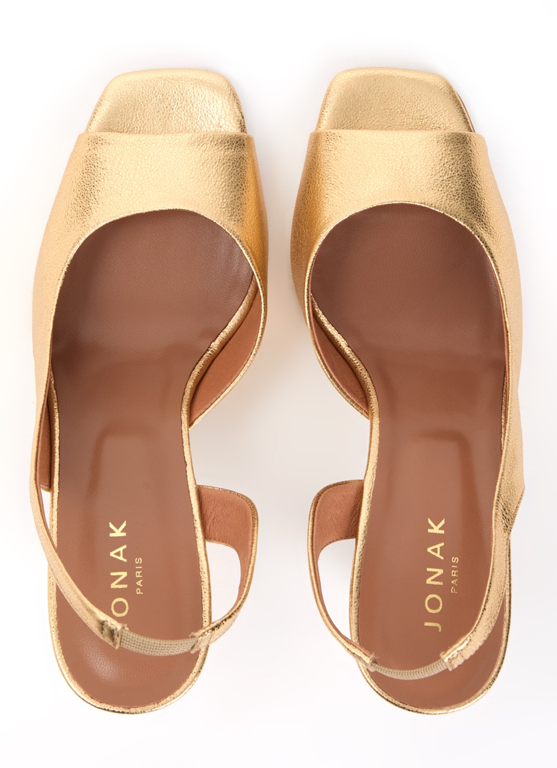 Jonak Dira slingback van geitenleer met metallic finish - detail 3 goud