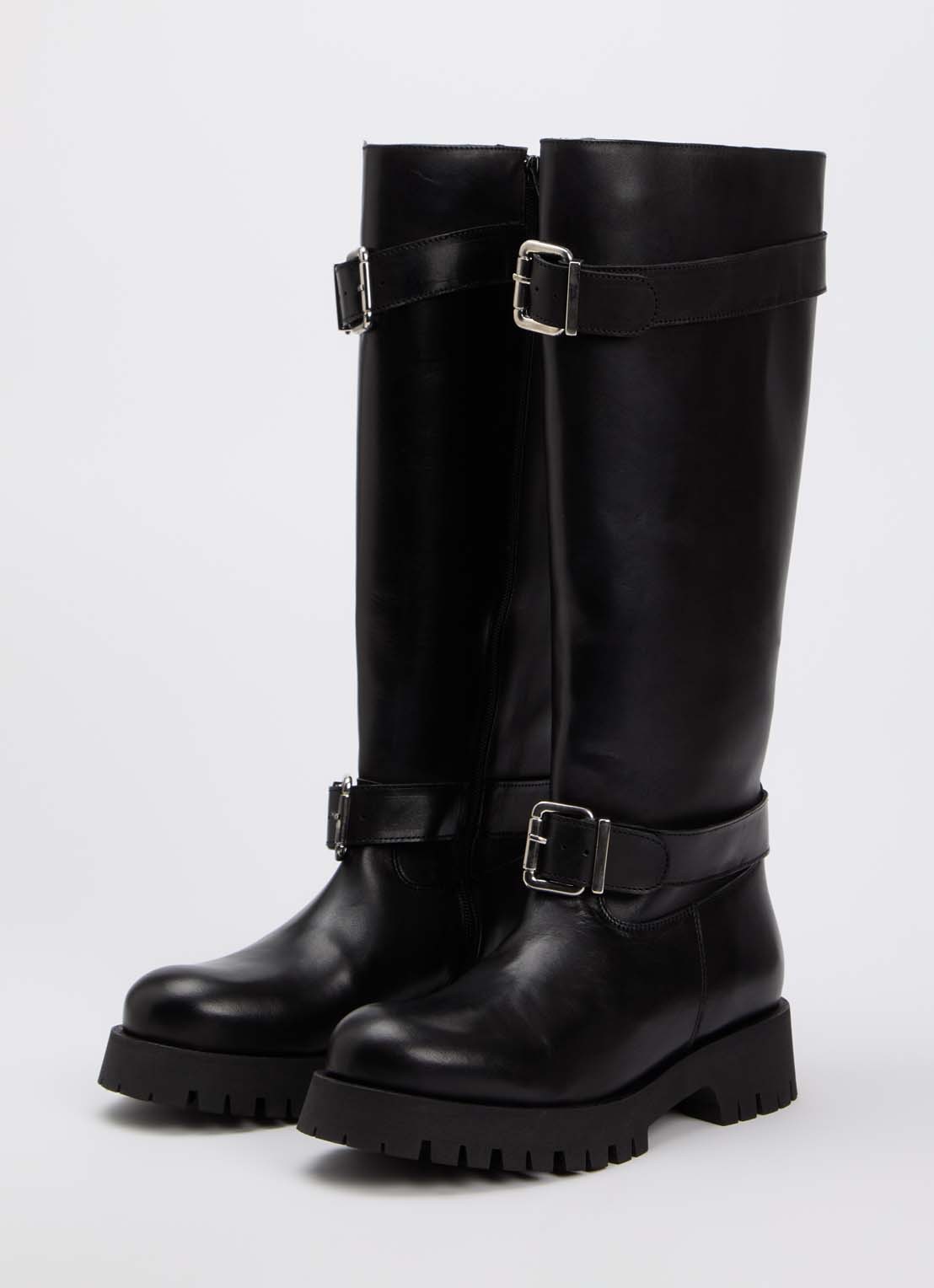 Jonak Done bikerboot van kalfsleer - detail zwart