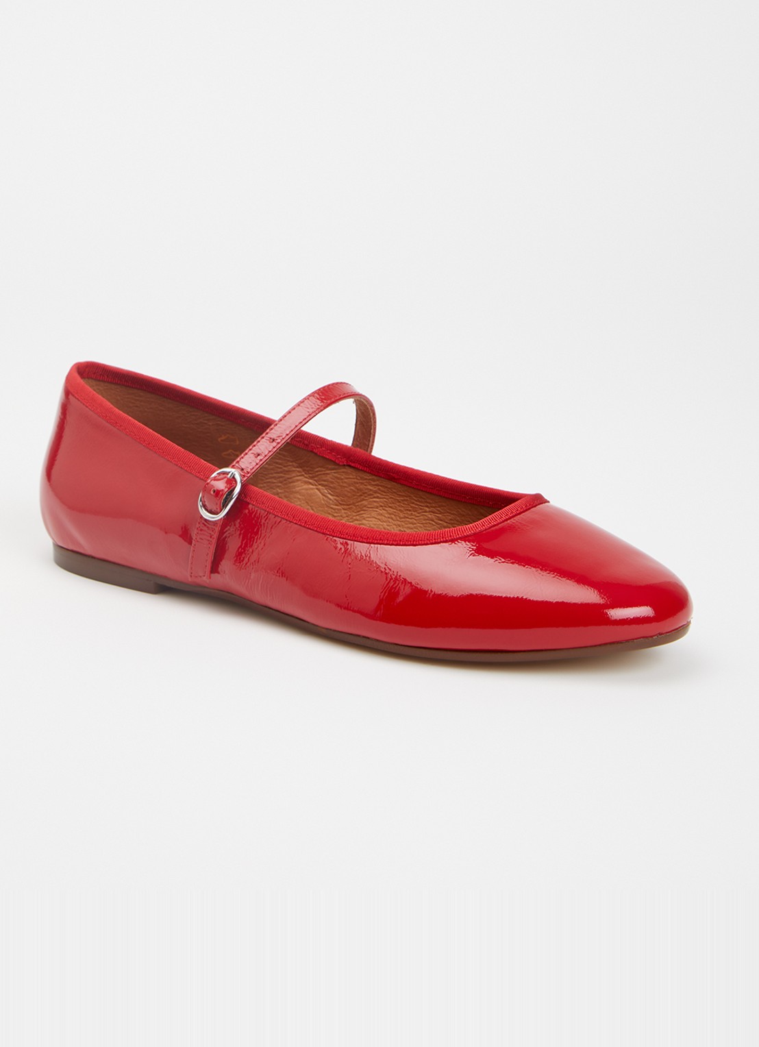 Jonak Douceur ballerina van leer met lakfinish  - voorkant 2 rood