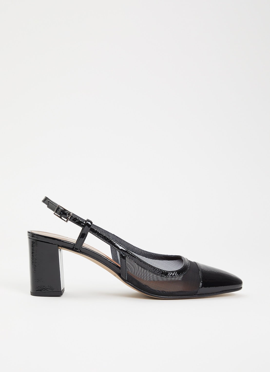 Jonak Drag sling-back van lakleer met details van mesh - voorkant zwart