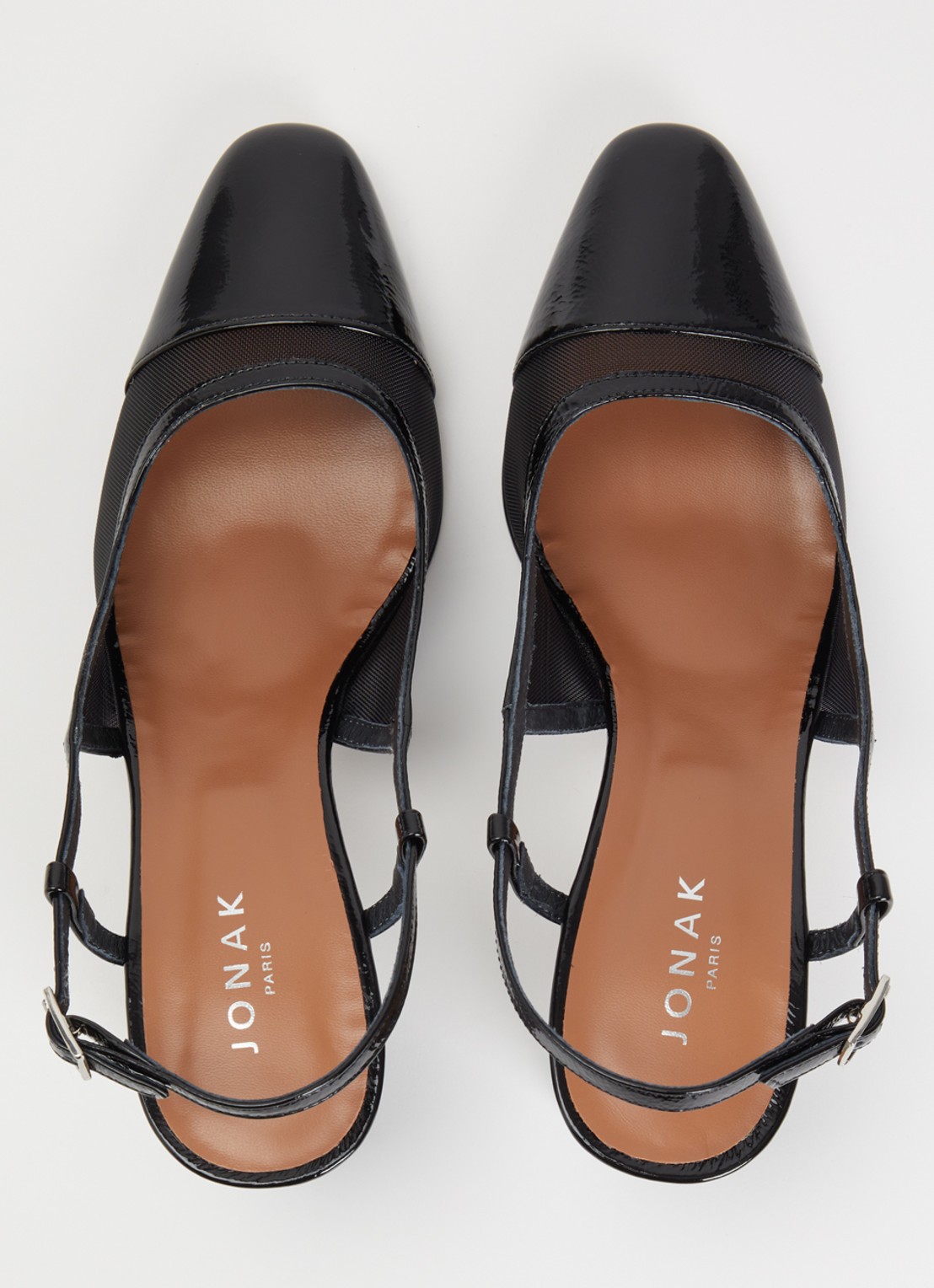 Jonak Drag slingback van lakleer met details van mesh - detail 3 zwart