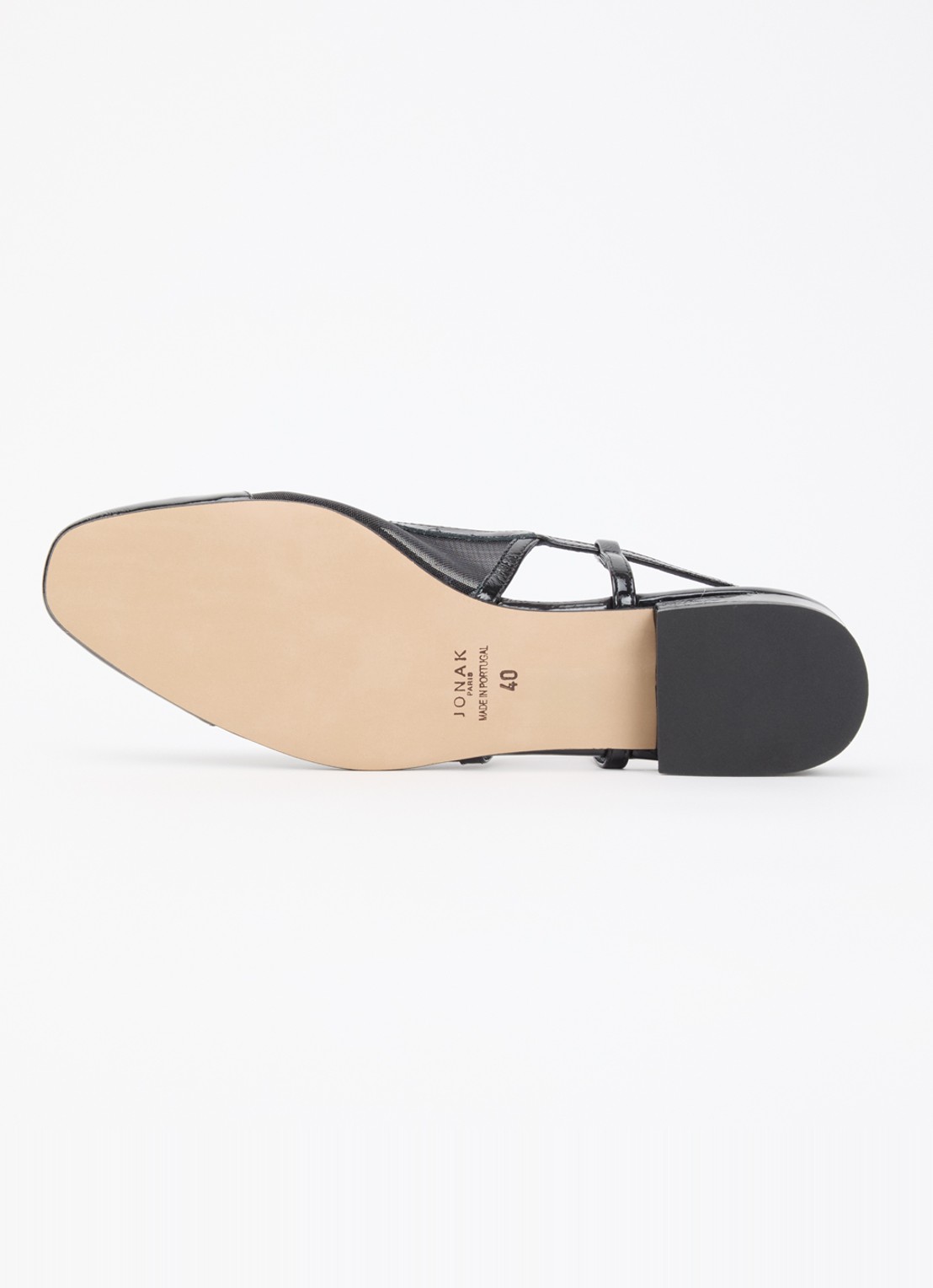 Jonak Dragus slingback van kalfsleer met mesh details en lakfinish - detail 4 zwart