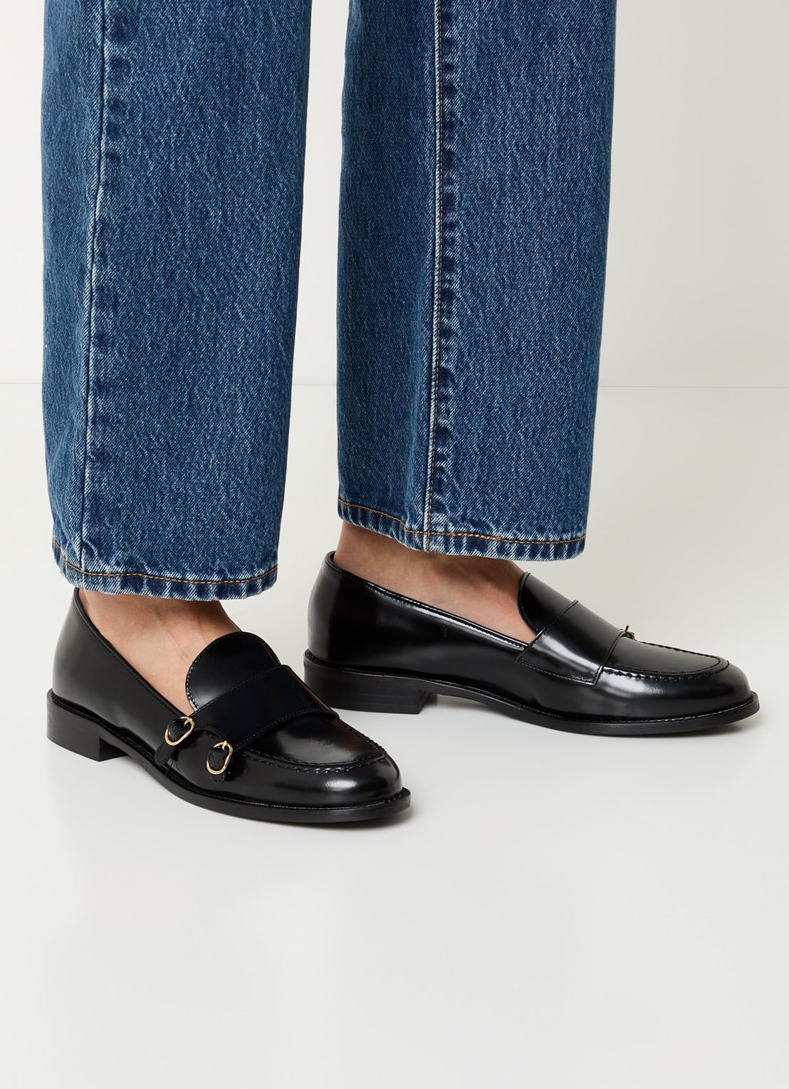 Jonak Drizza loafer van leer - voorkant 2 zwart