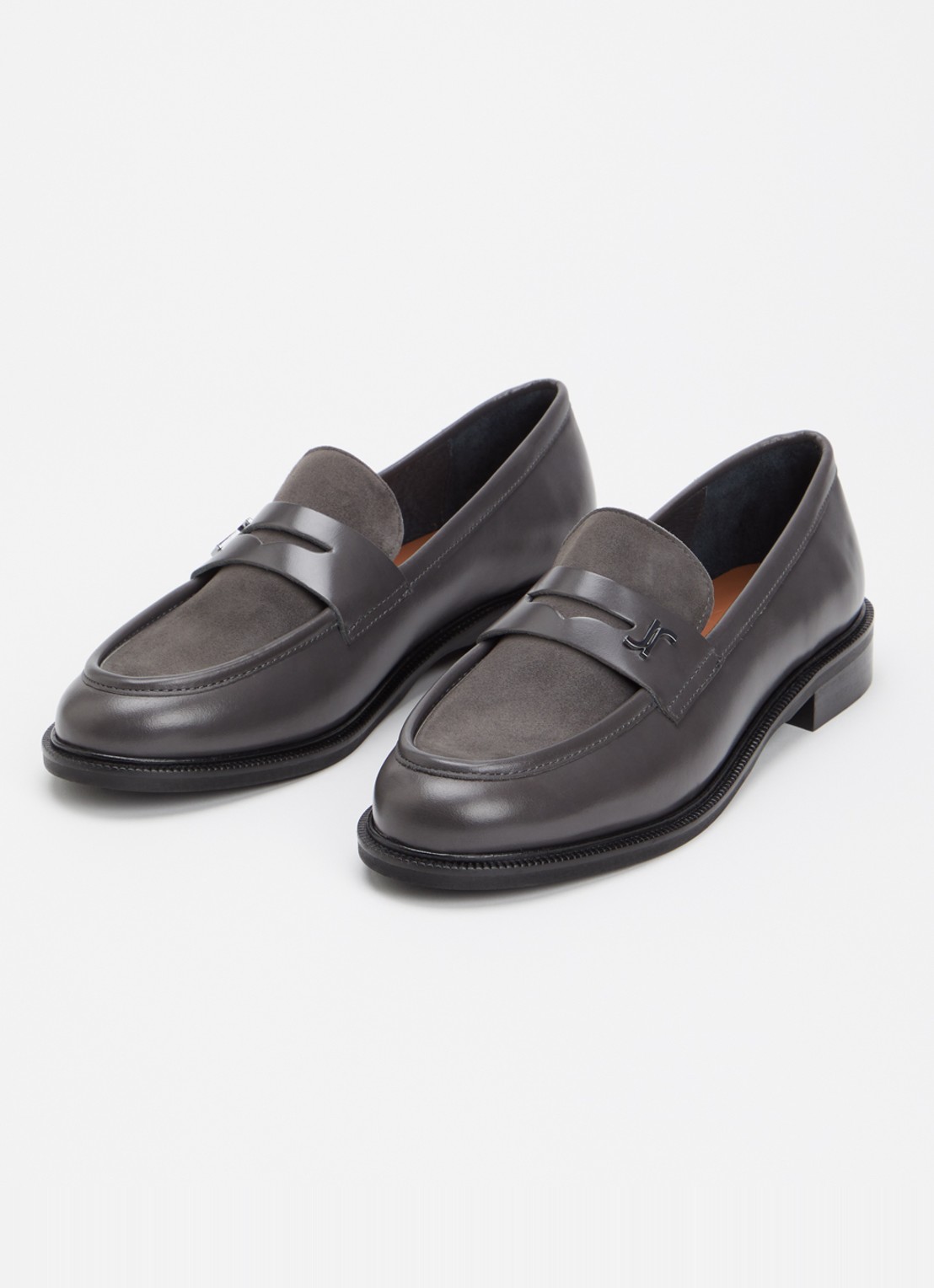 Jonak Duedi loafer van kalfsleer met geitensuède details - detail 2 donkergrijs