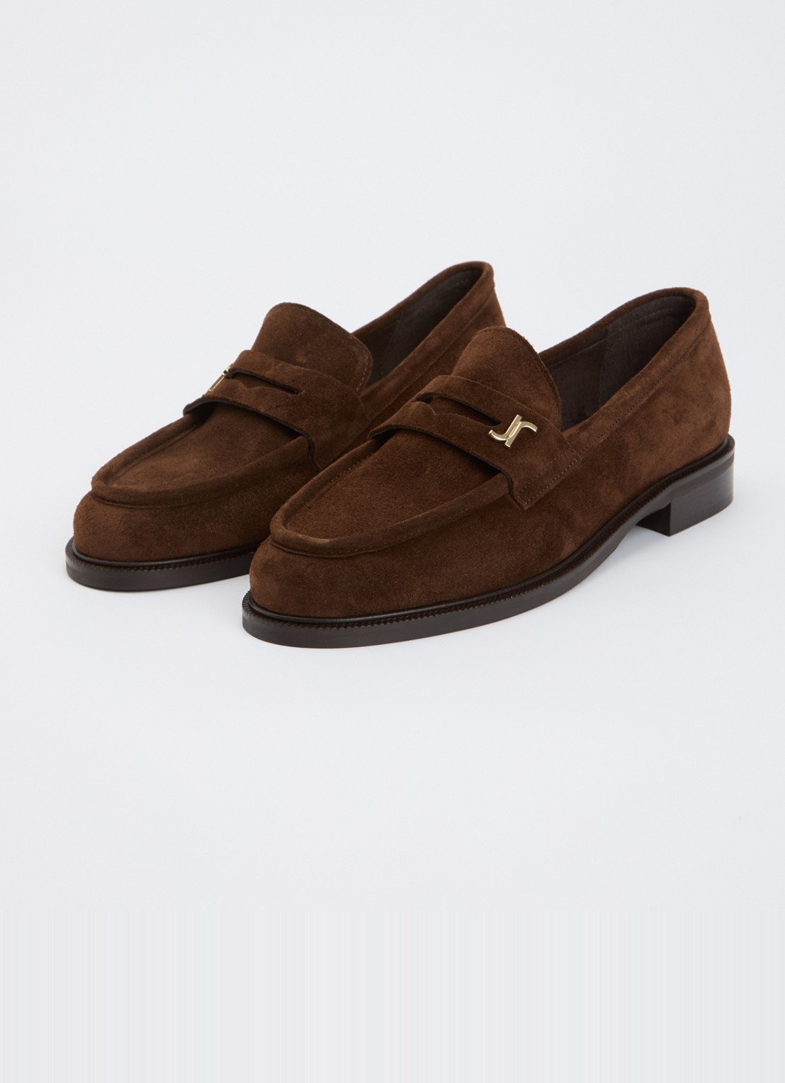 Jonak Duedi loafer van kalfssuède met logo - detail 4 donkerbruin