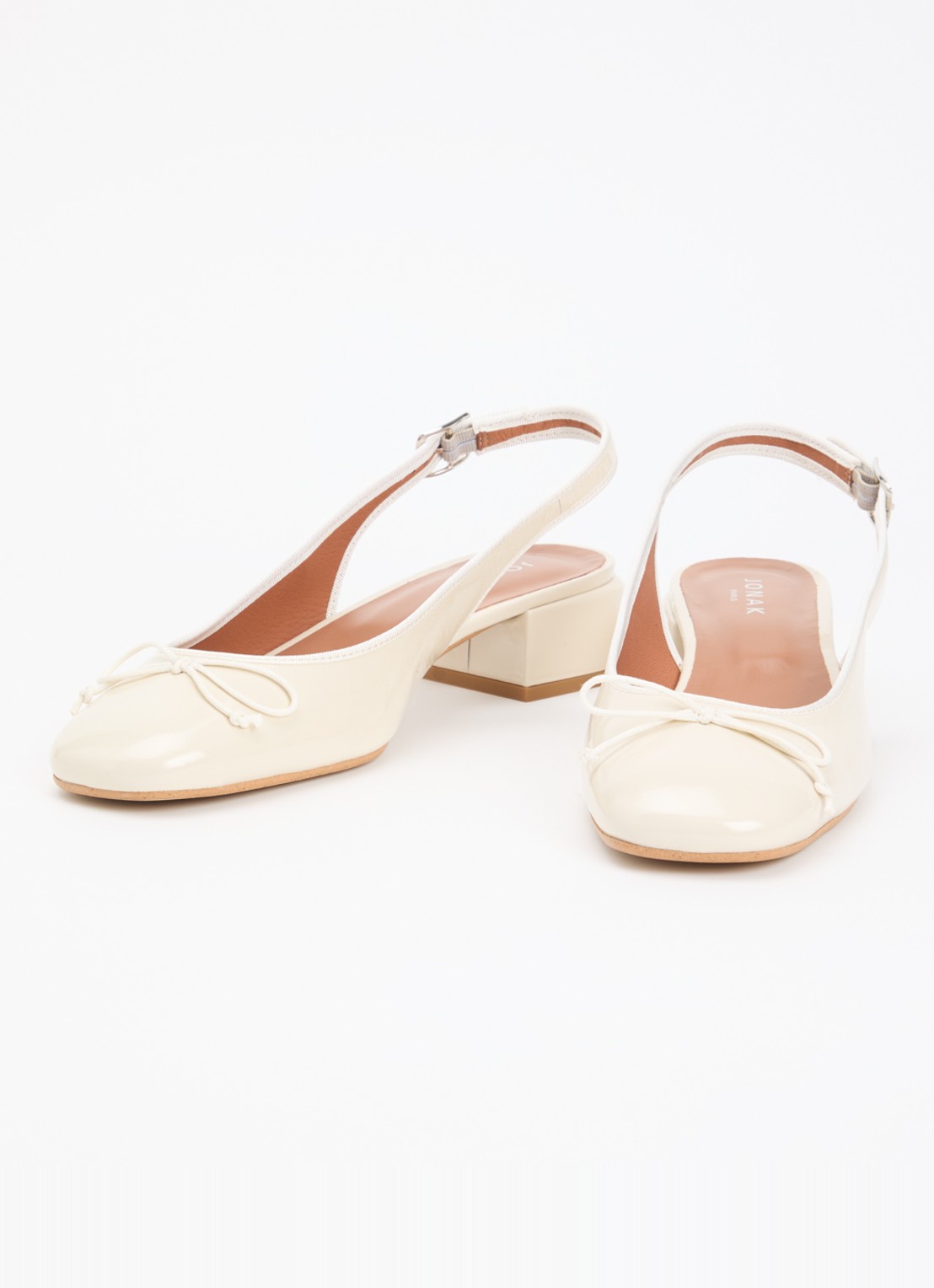 Jonak Dybilo slingback van kalfsleer met lakfinish - detail 3 ivoor