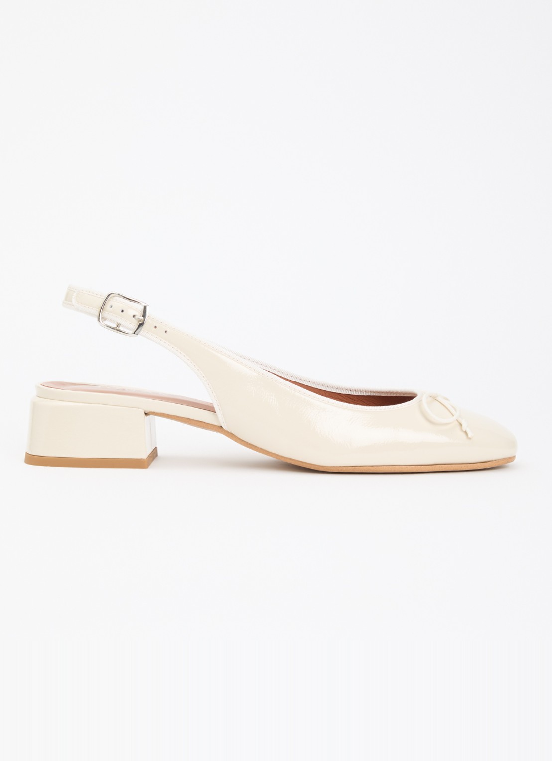 Jonak Dybilo slingback van kalfsleer met lakfinish - voorkant ivoor