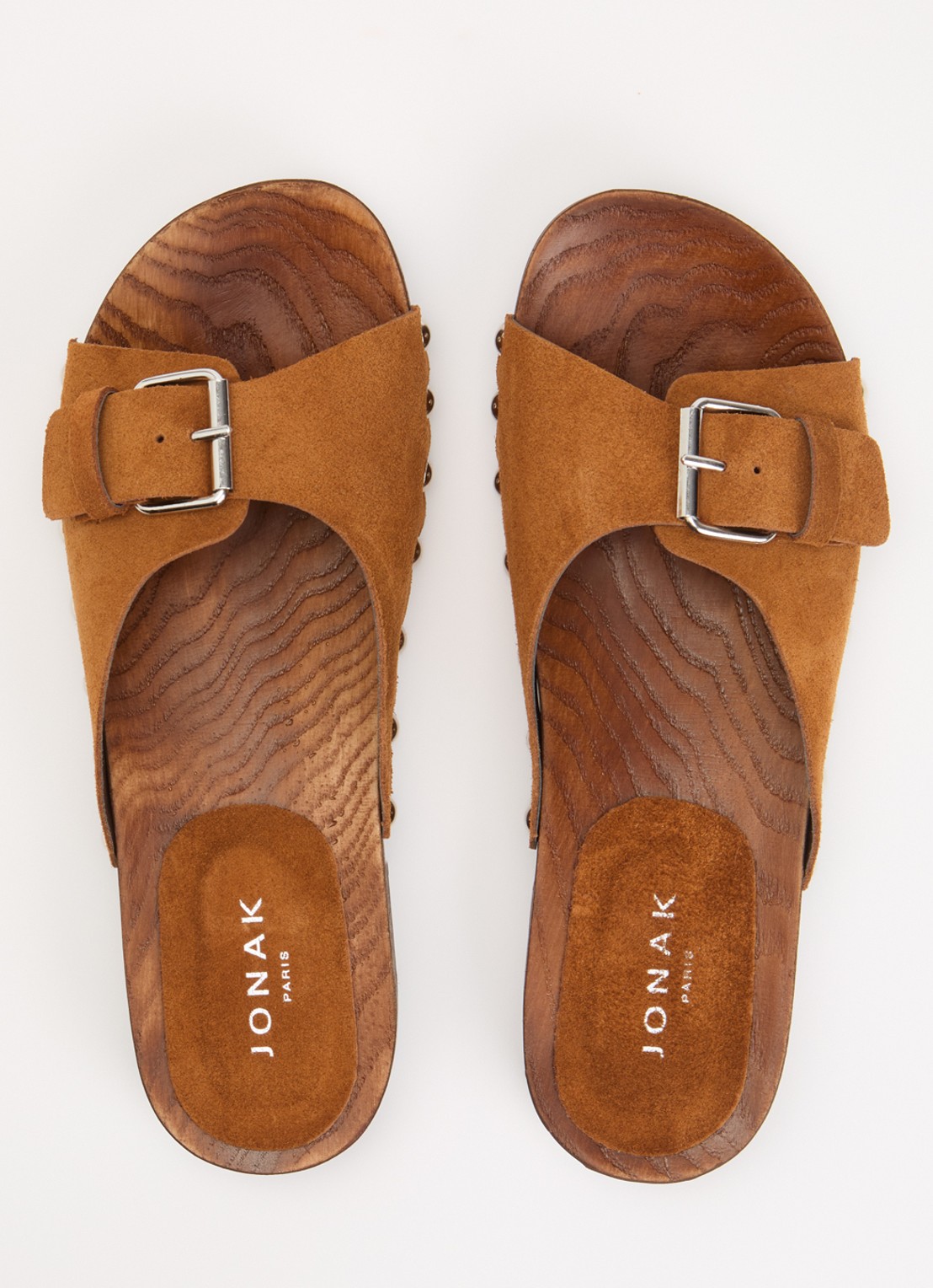 Jonak Enora muiltje van suéde met studs - detail 5 cognac