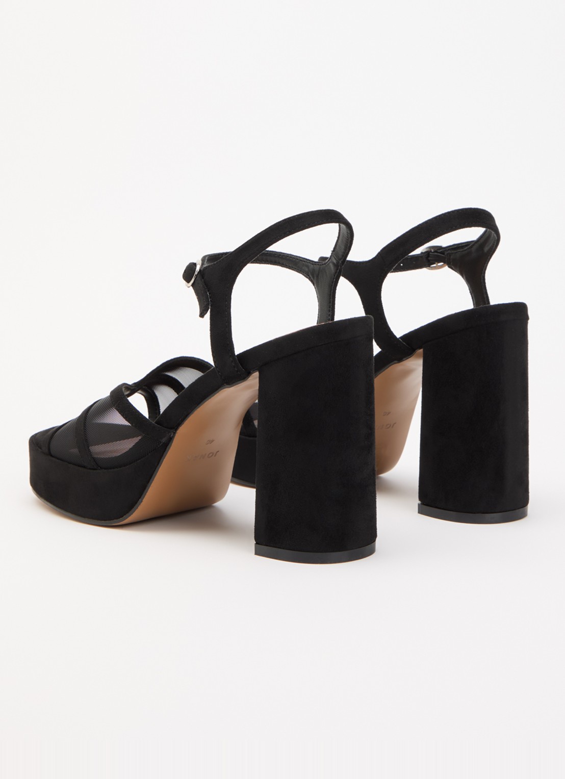 Jonak Jennyfer sandalette met details van mesh - achterkant zwart