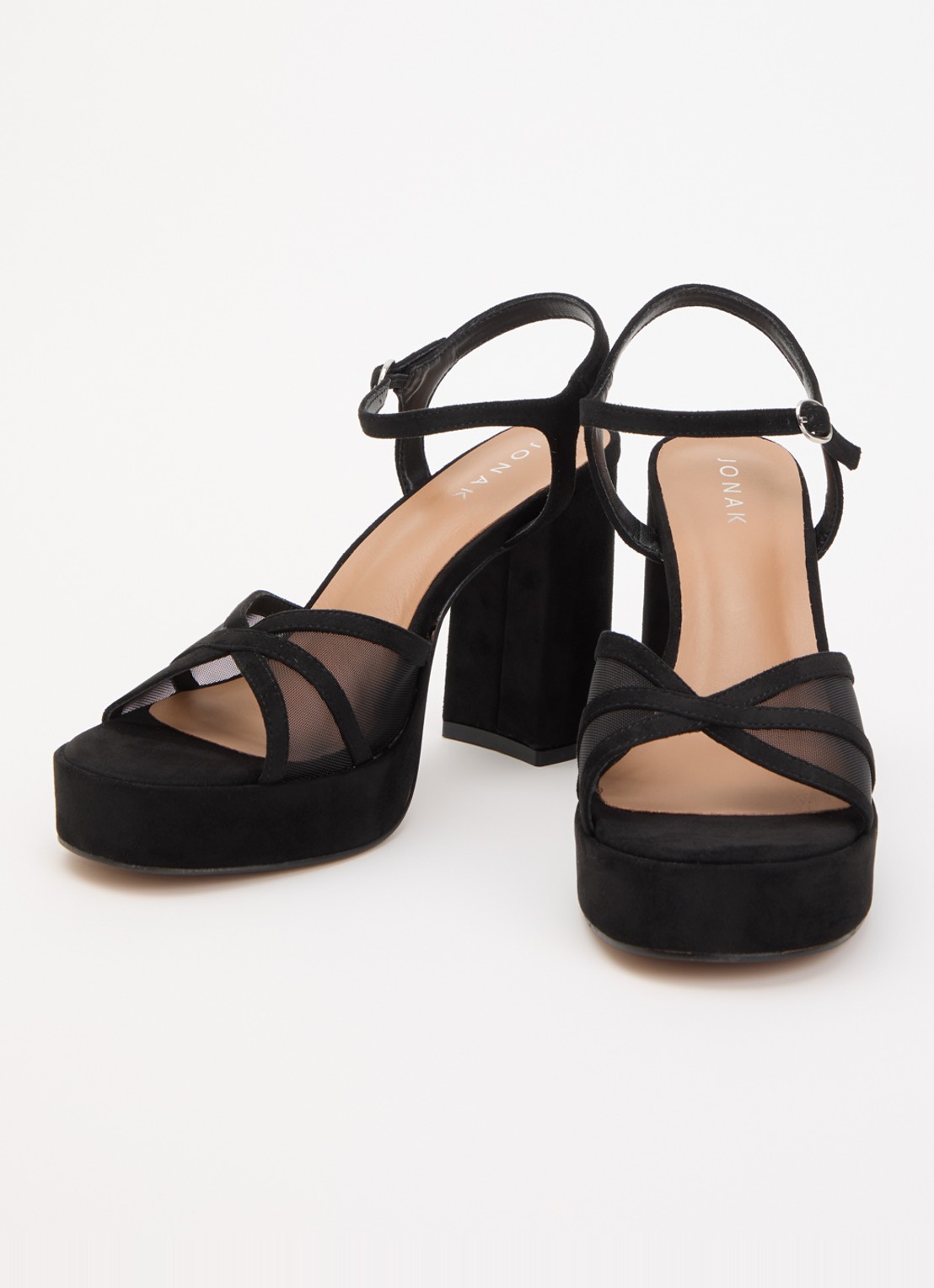 Jonak Jennyfer sandalette met details van mesh - detail 3 zwart