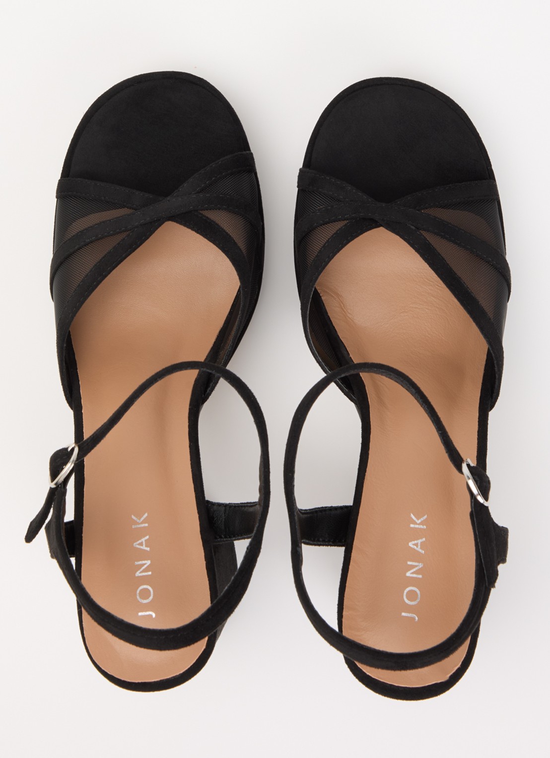 Jonak Jennyfer sandalette met details van mesh - detail 4 zwart