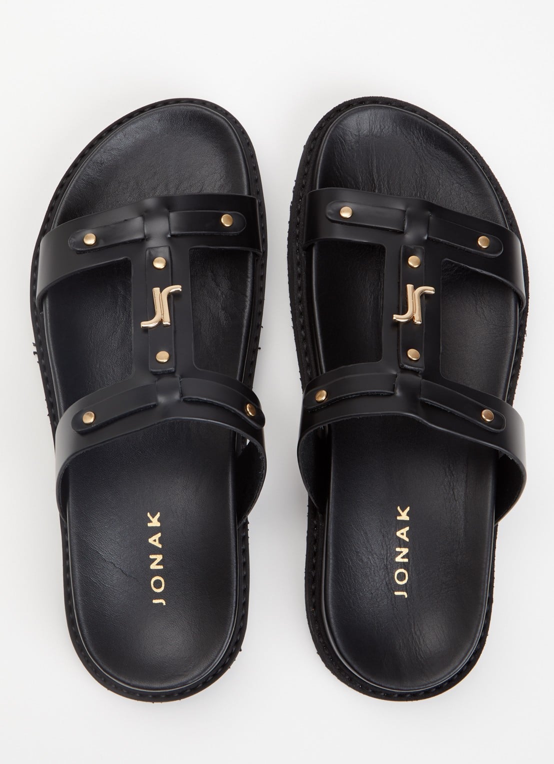 Jonak Luana slipper van kalfsleer - detail 2 zwart