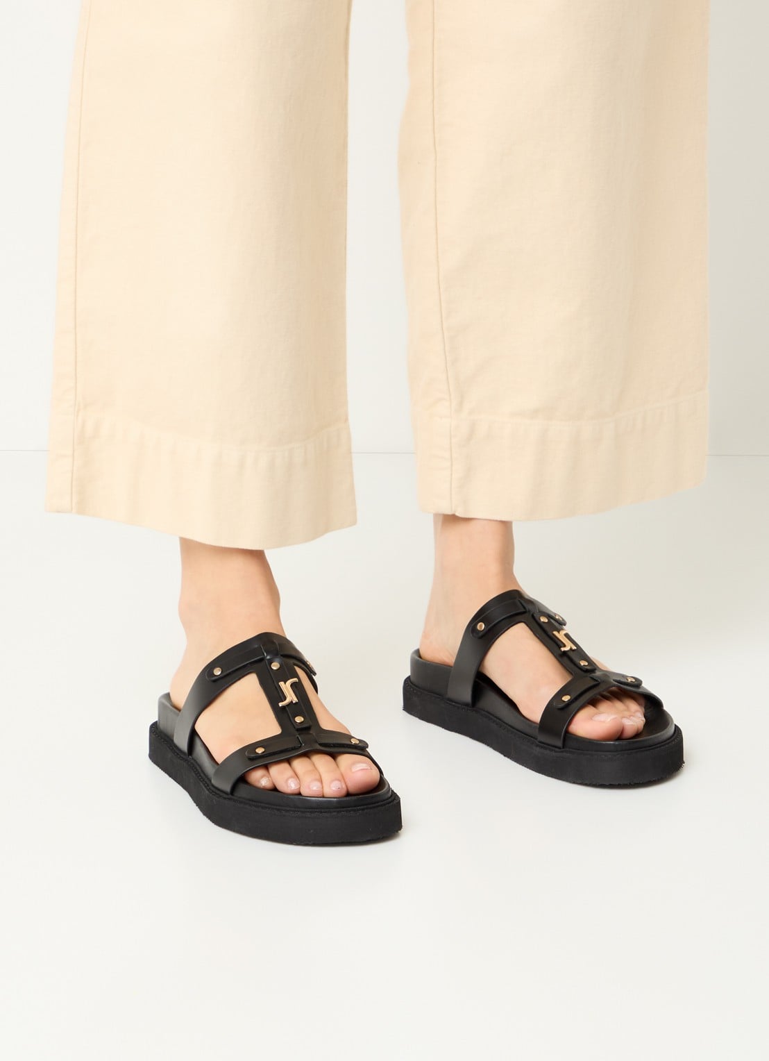 Jonak Luana slipper van kalfsleer - voorkant 6 zwart
