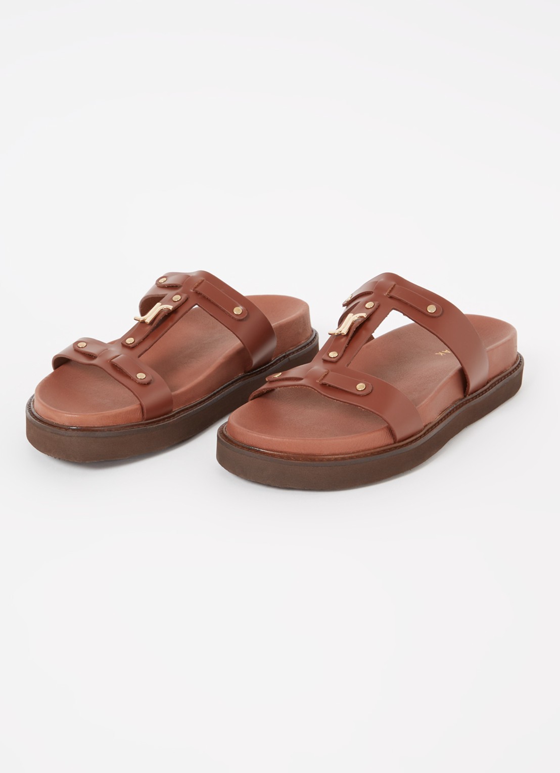 Jonak Luana slipper van kalfsleer - detail 3 bruin