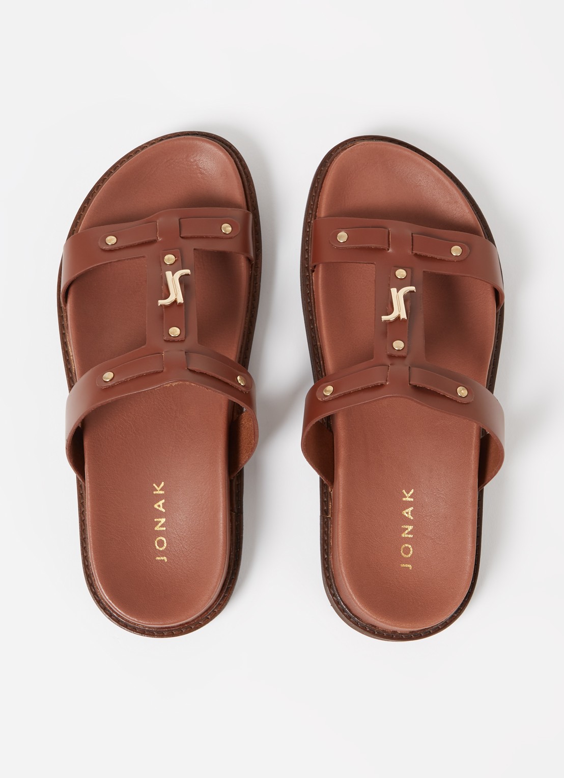 Jonak Luana slipper van kalfsleer - detail 4 bruin