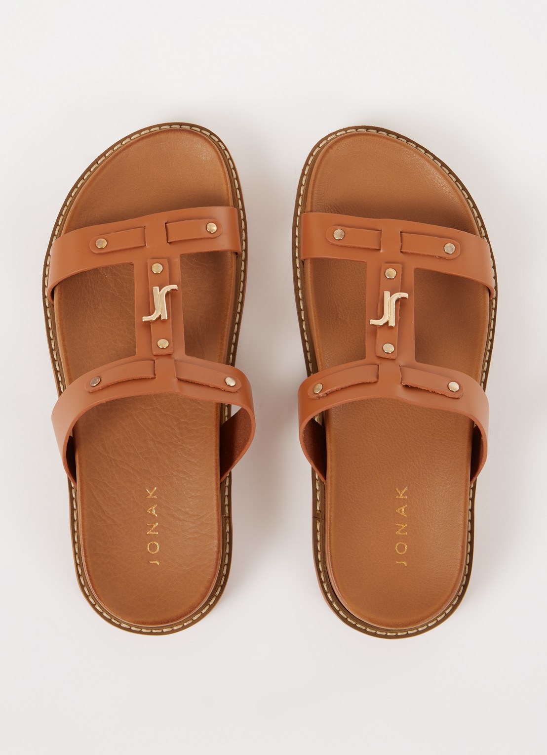 Jonak Luana slipper van kalfsleer - detail 2 cognac