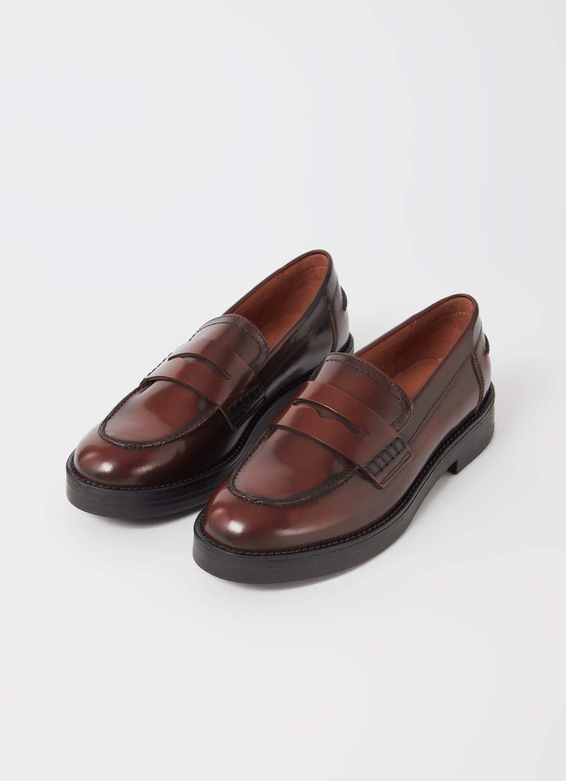Jonak Mirna Cuir loafer van leer - detail kastanjebruin