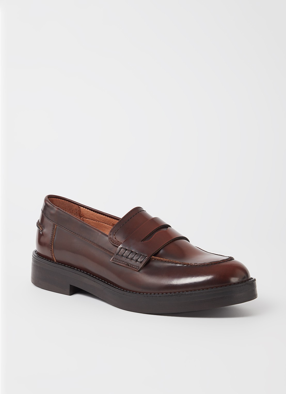 Jonak Mirna Cuir loafer van leer - voorkant 5 kastanjebruin