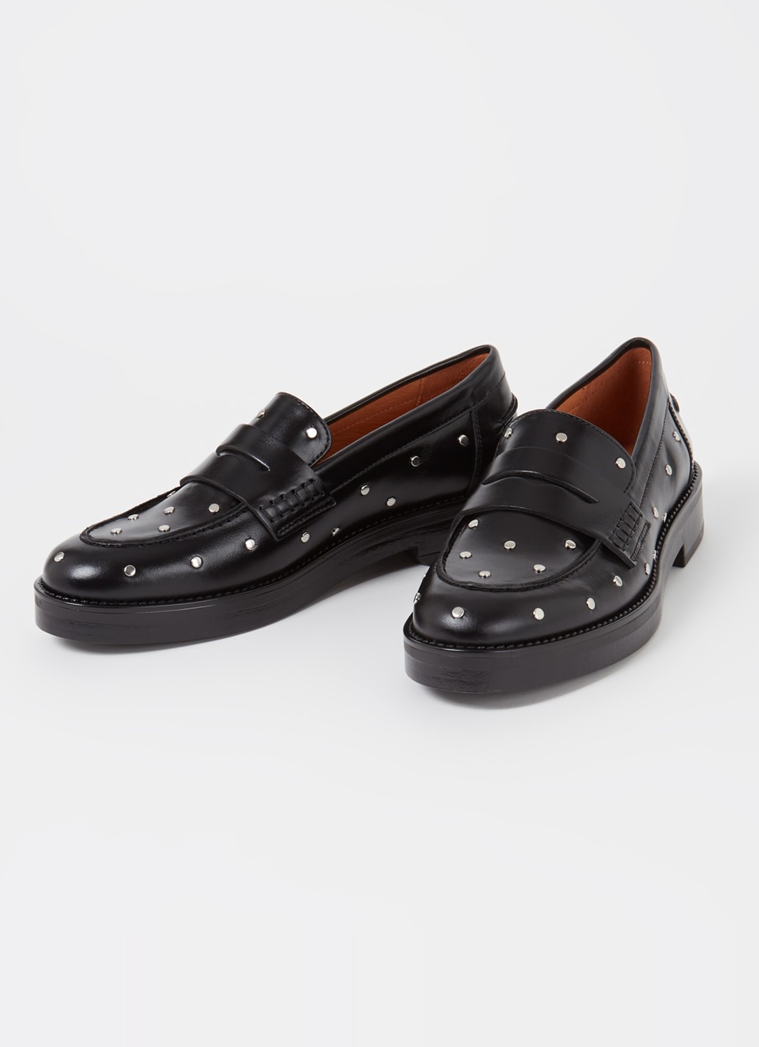 Jonak Mirnou loafer van leer met studs - detail 2 zwart