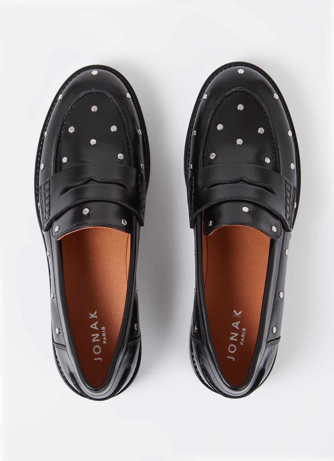 Jonak Mirnou loafer van leer met studs - detail 3 zwart
