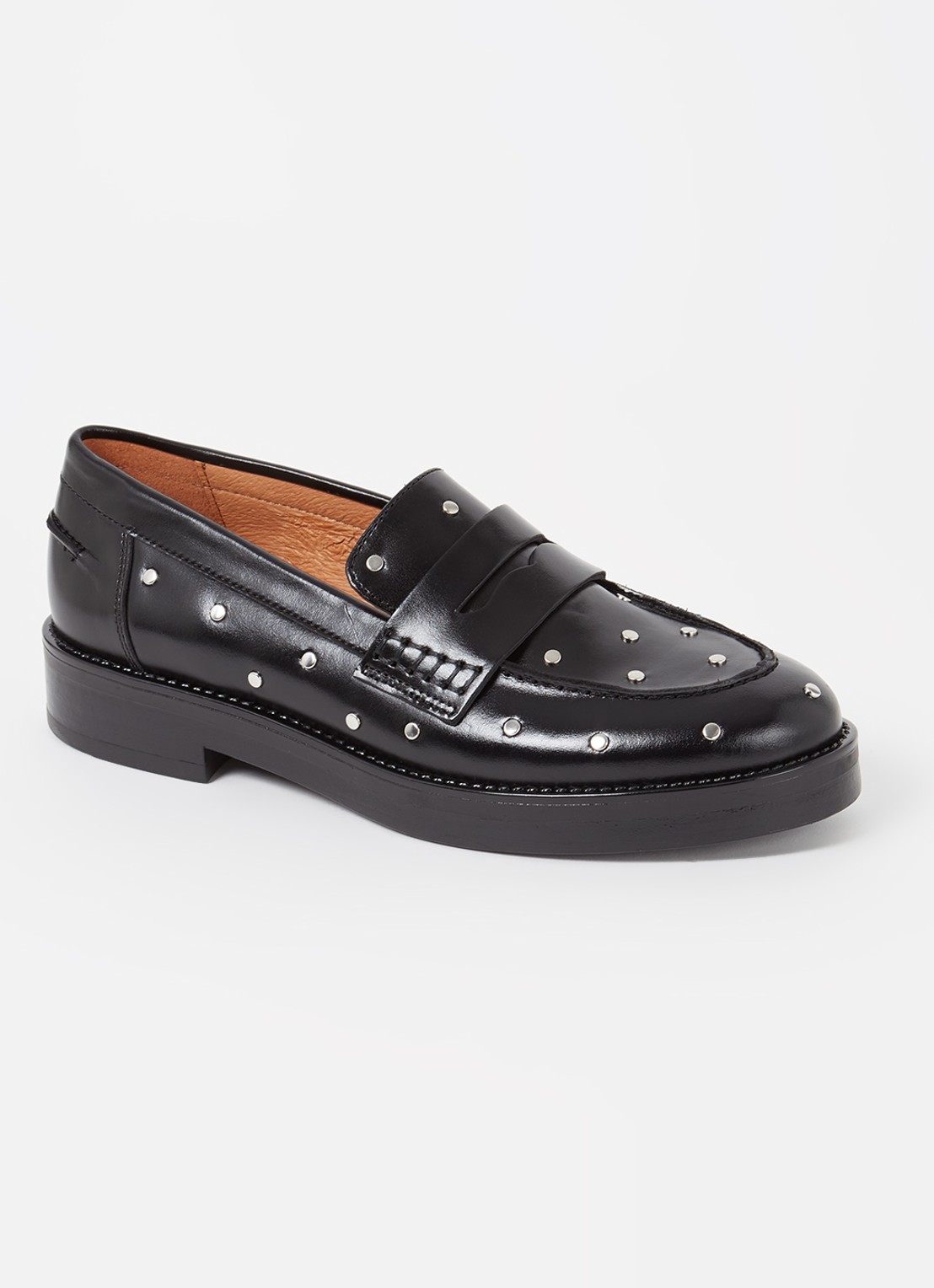 Jonak Mirnou loafer van leer met studs - voorkant 5 zwart
