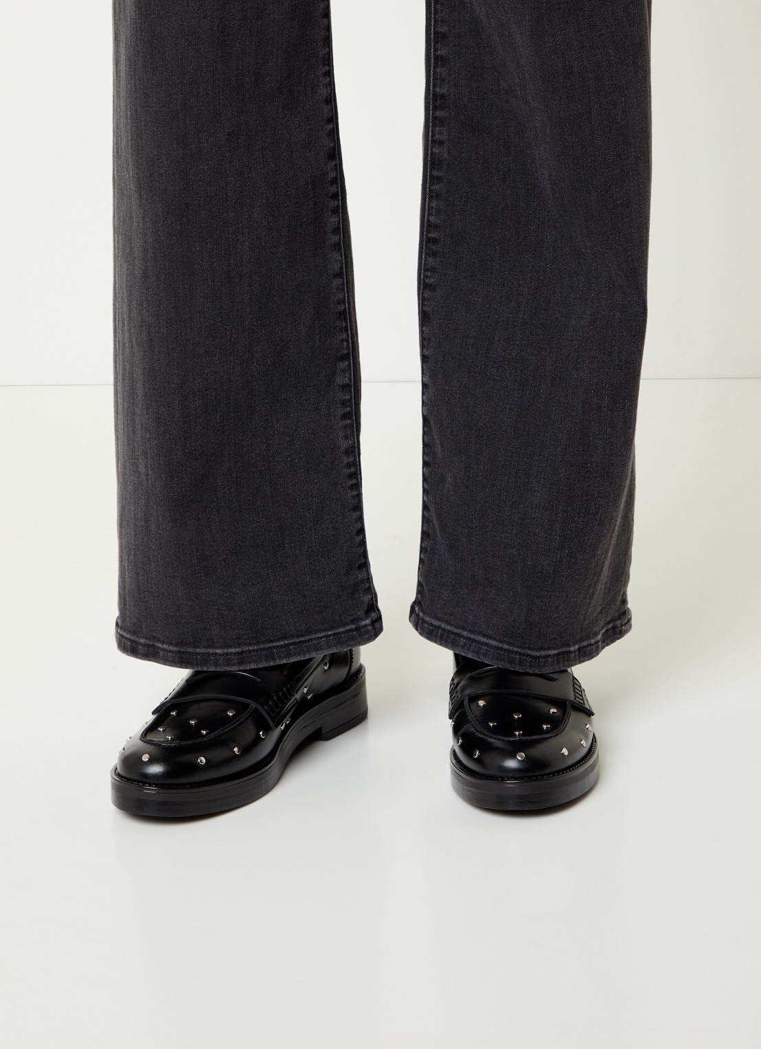 Jonak Mirnou loafer van leer met studs - voorkant 6 zwart