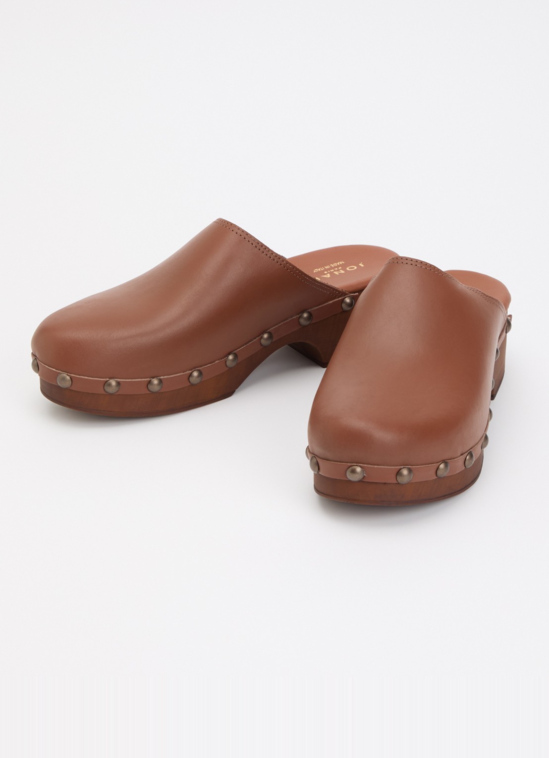 Jonak Muiltje van kalfsleer met studs - detail 2 roodbruin