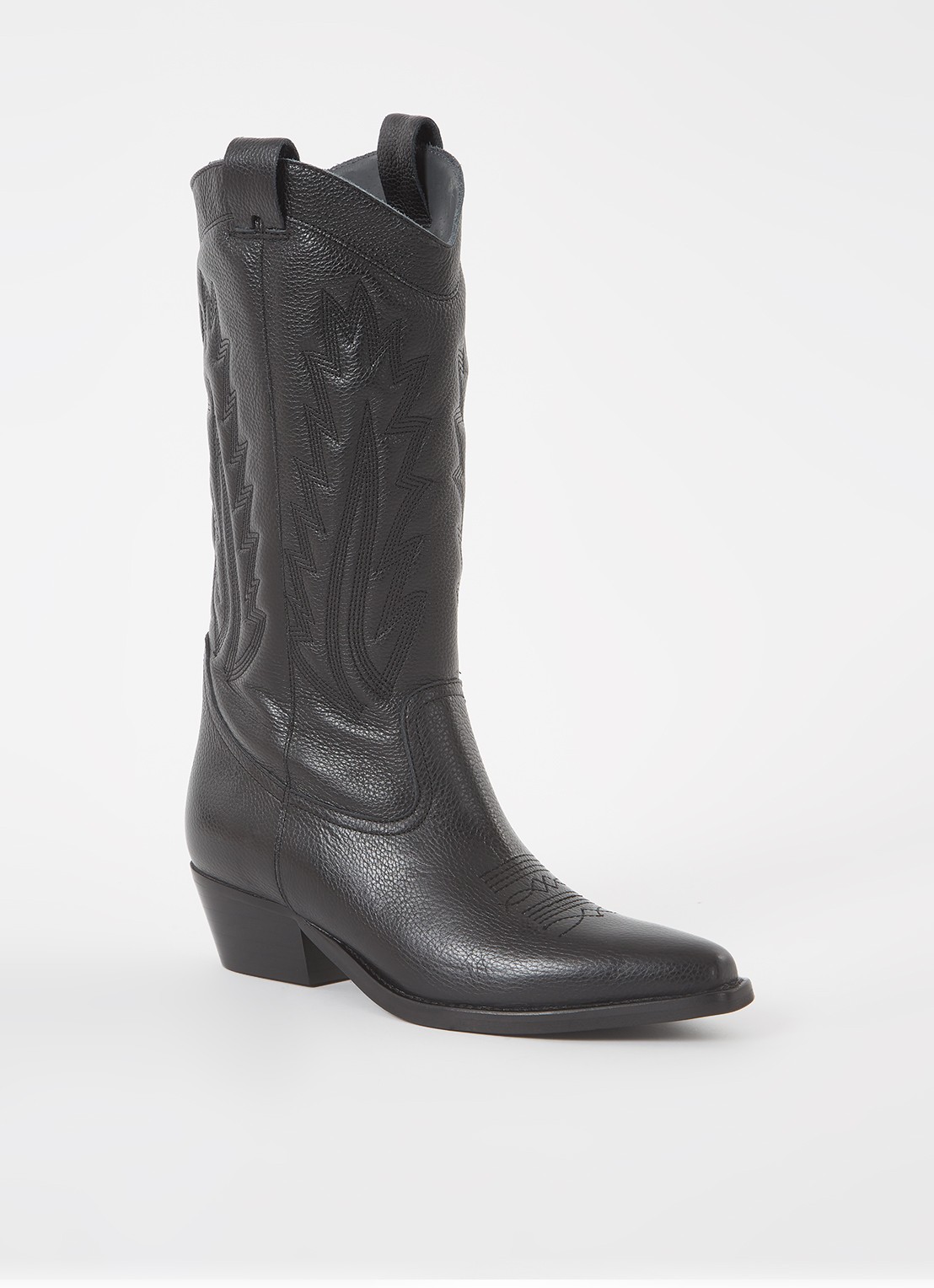 Jonak Noir cowboylaars van leer  - voorkant zwart