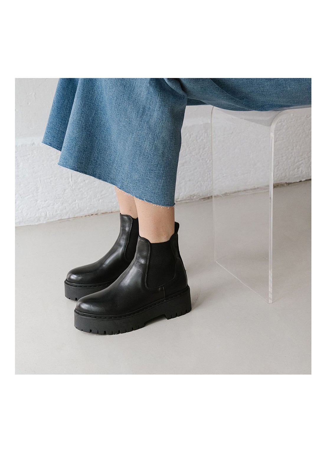 Jonak Ravie chelsea boot van leer - detail zwart