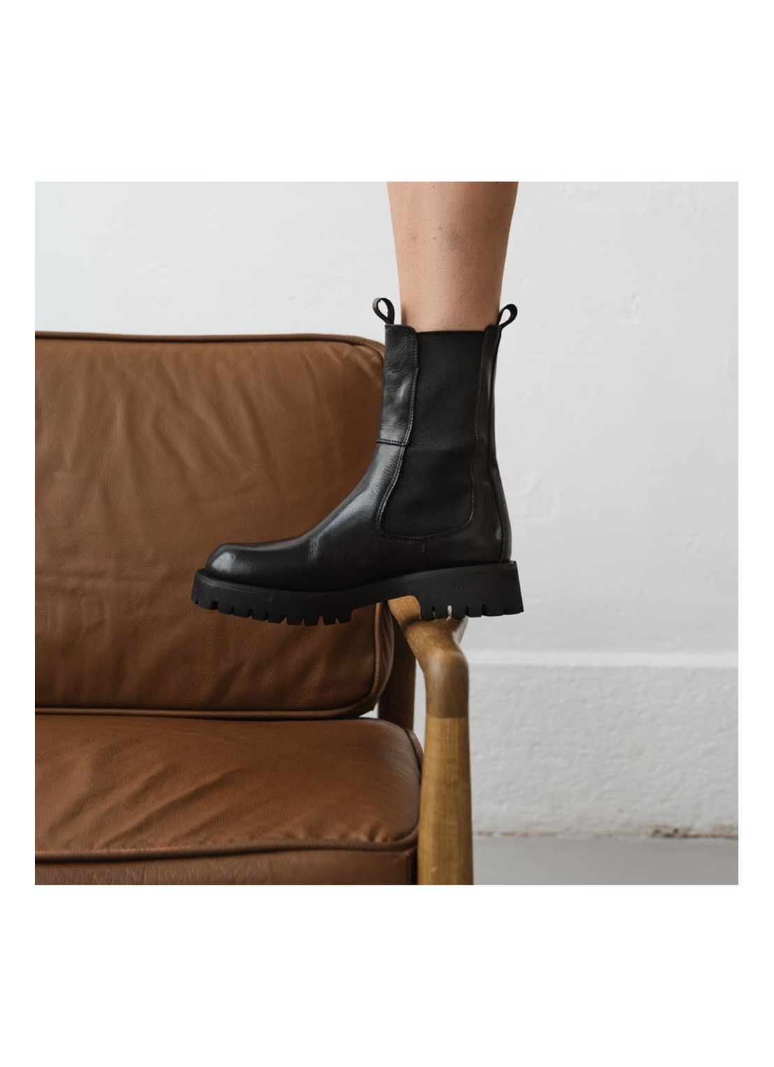 Jonak Ridle chelsea boot van leer  - detail 4 zwart