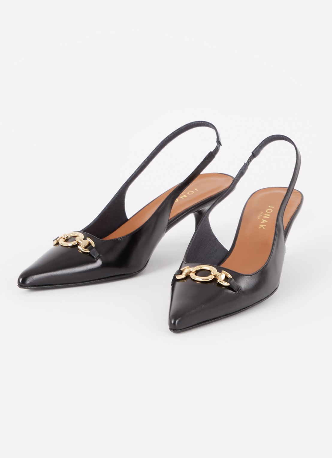 Jonak Slingback van kalfsleer - detail 2 zwart