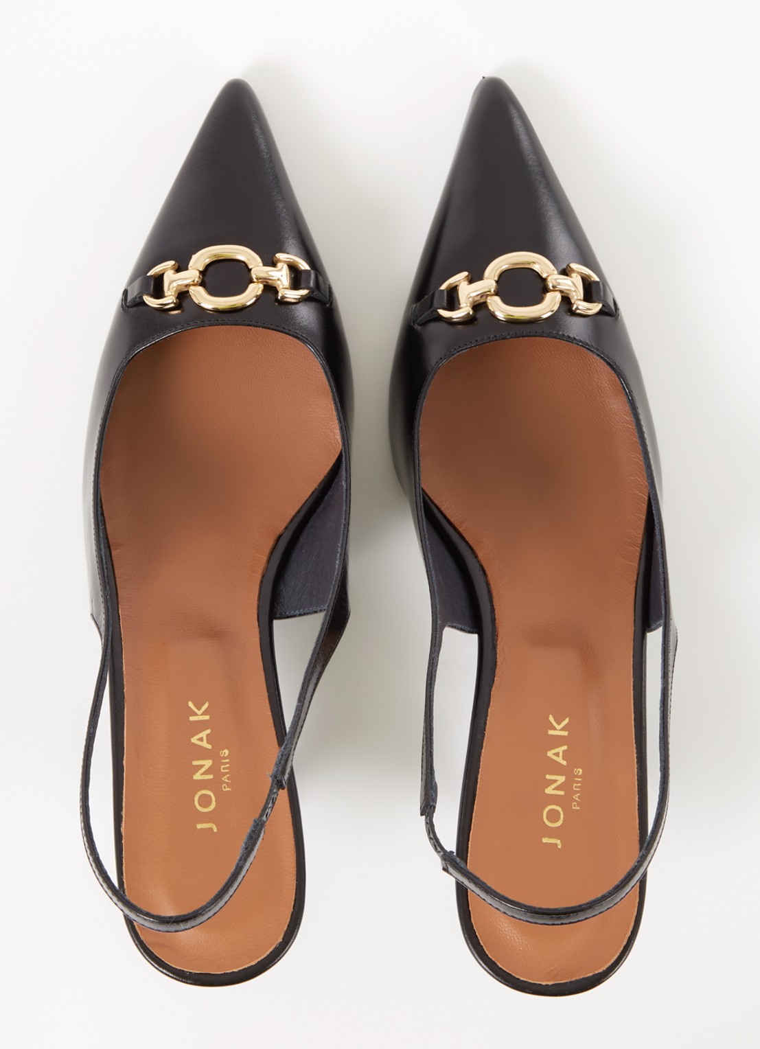 Jonak Slingback van kalfsleer - detail 3 zwart