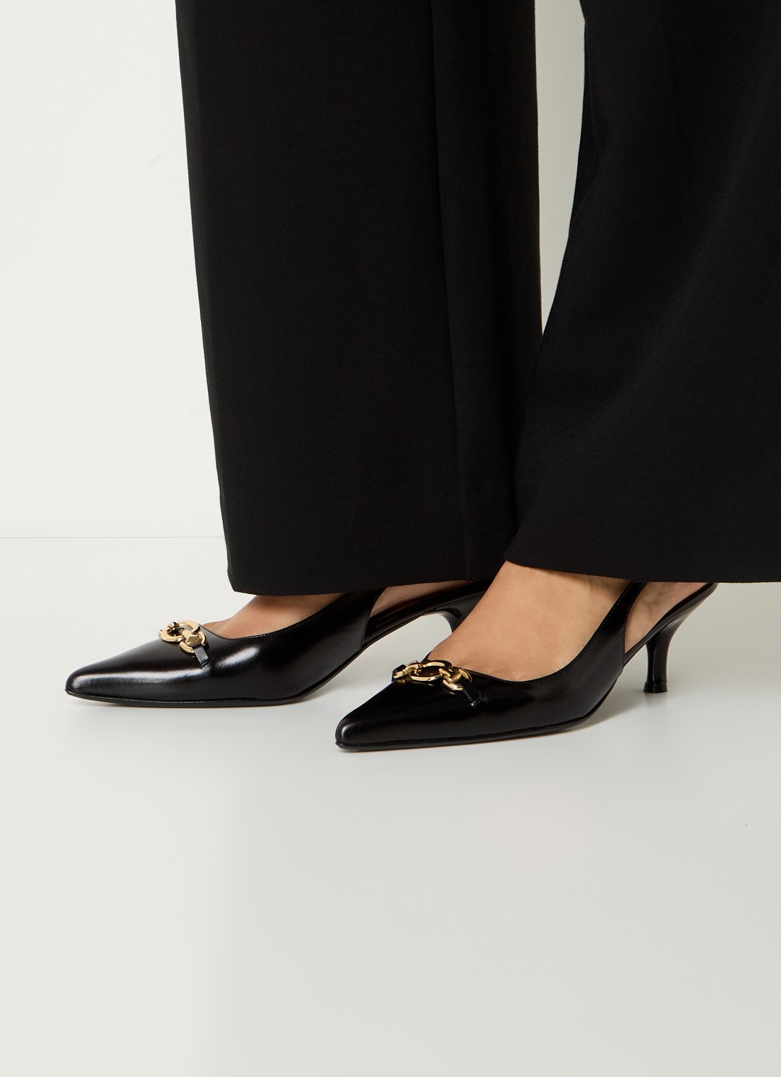 Jonak Slingback van kalfsleer - voorkant 5 zwart