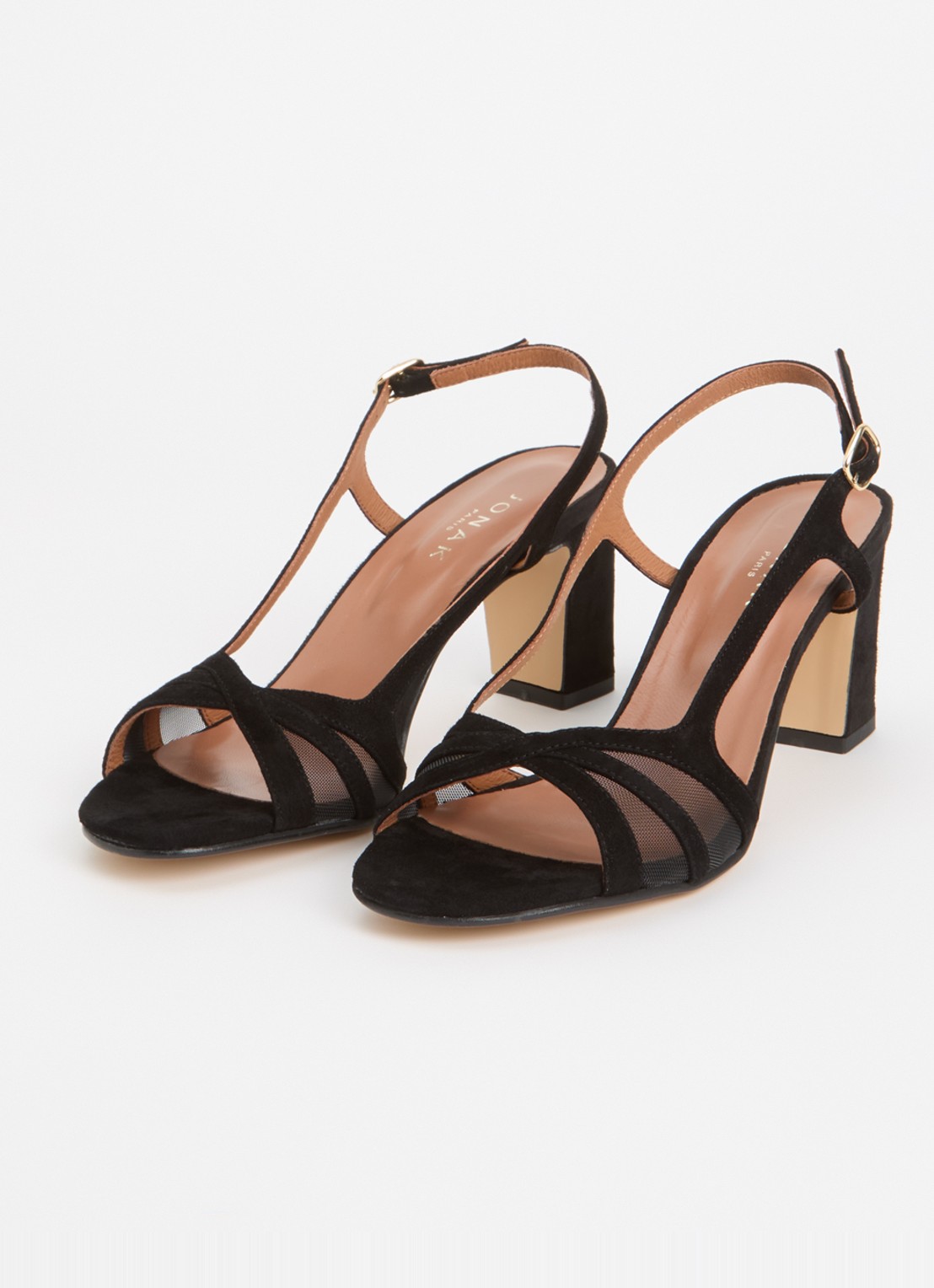 Jonak Vahine sandalette van geitensuède met mesh details - detail 3 zwart