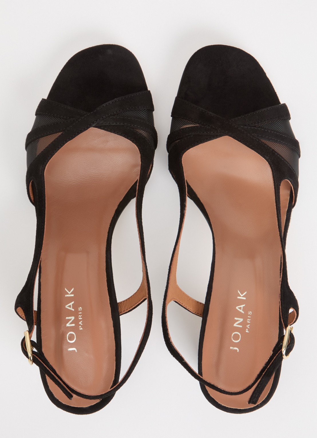 Jonak Vahine sandalette van geitensuède met mesh details - detail 4 zwart