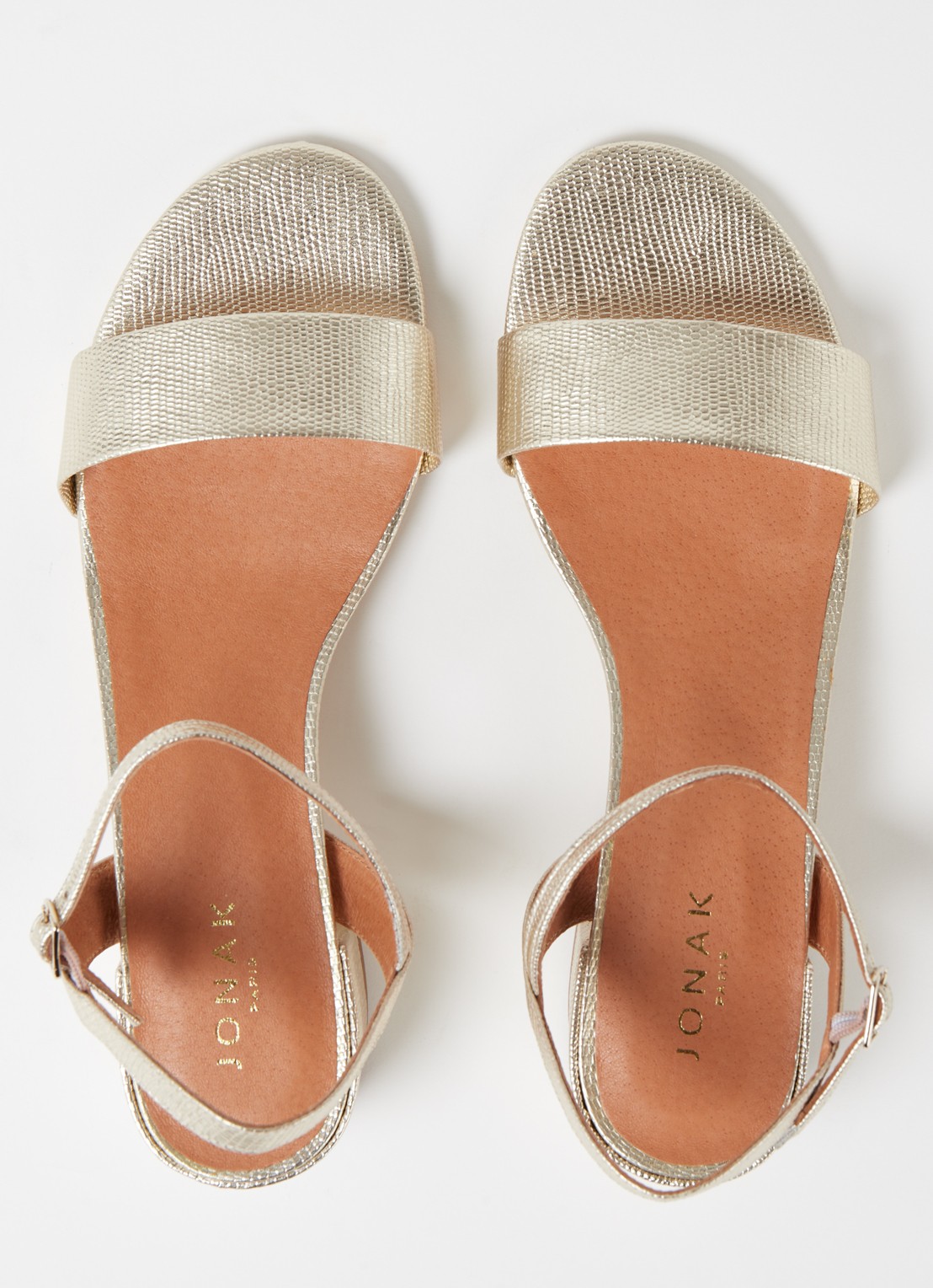 Jonak Via Bis sandalette van leer met metallic finish - detail 4 goud