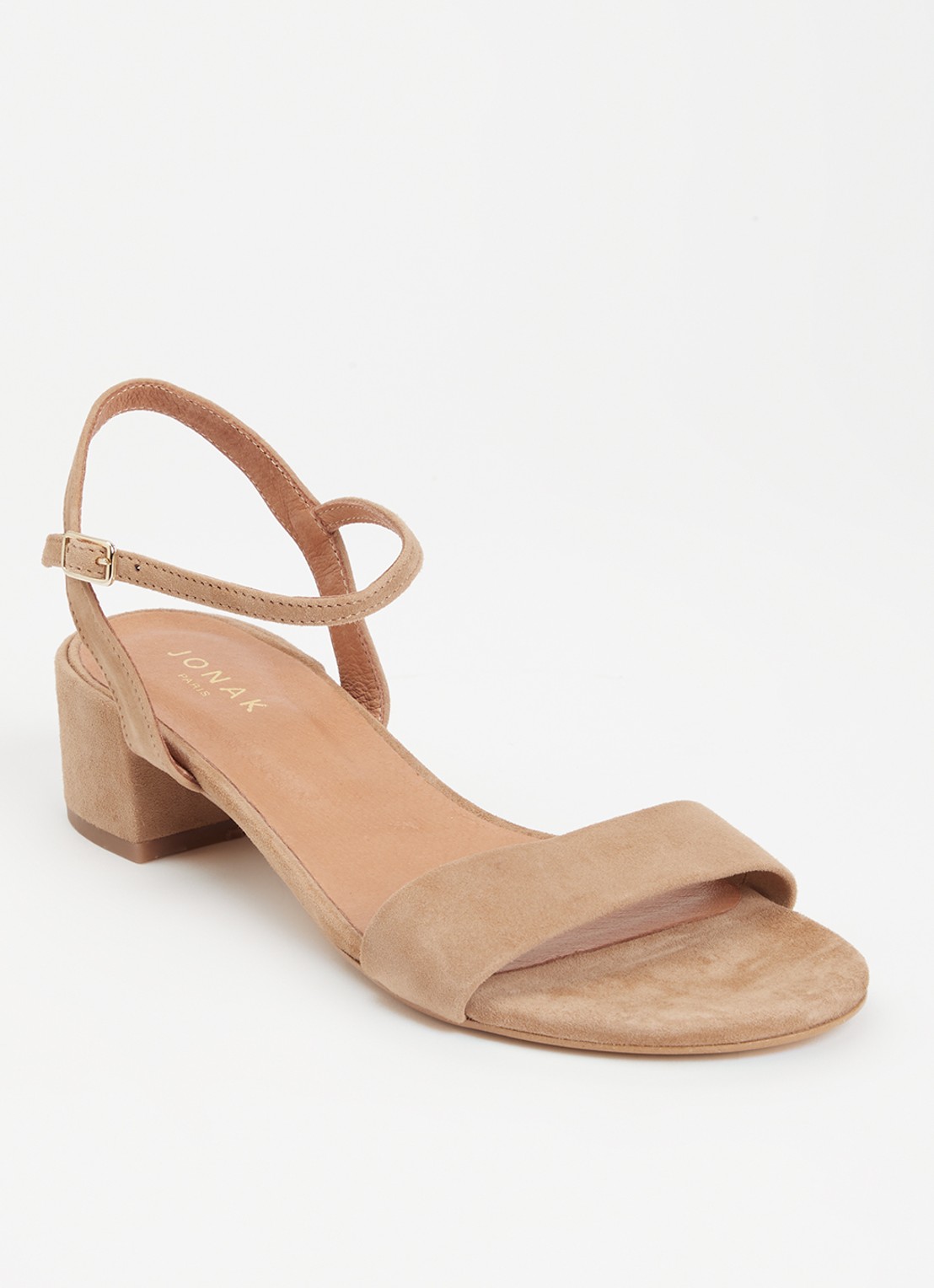 Jonak Via Bis sandalette van suède - voorkant 6 camel