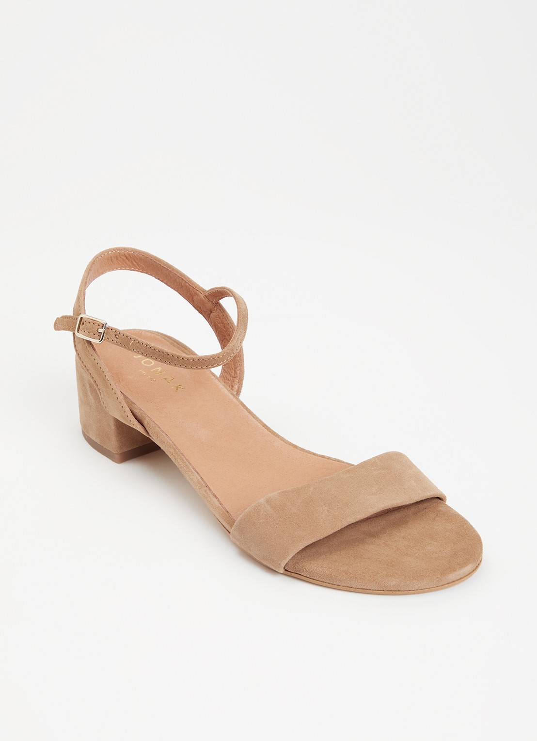 Jonak Via Bis sandalette van suède - voorkant 7 camel