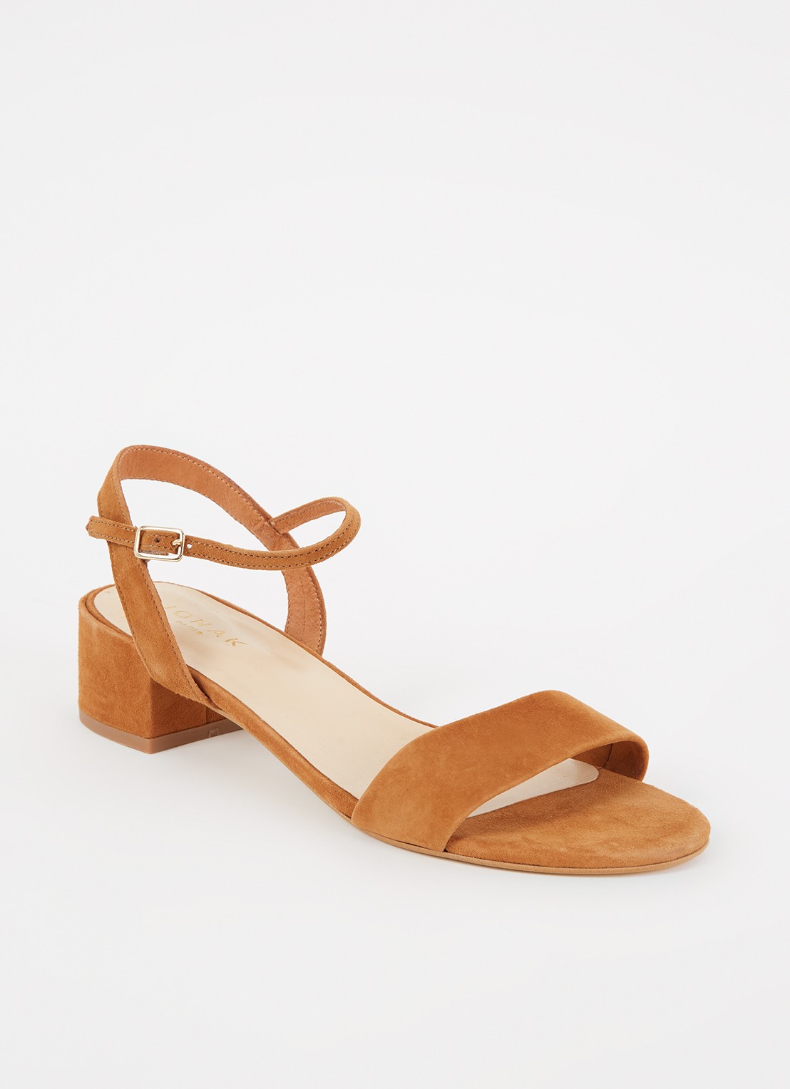 Jonak Via Bis sandalette van suède - voorkant cognac