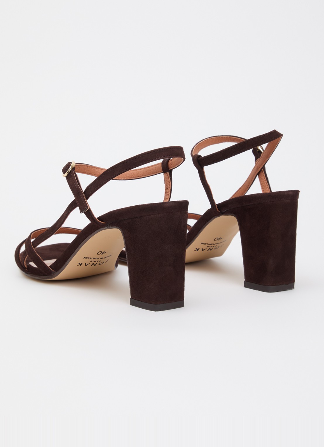 Jonak Vicomte sandalette van geitensuède - achterkant 3 chocoladebruin