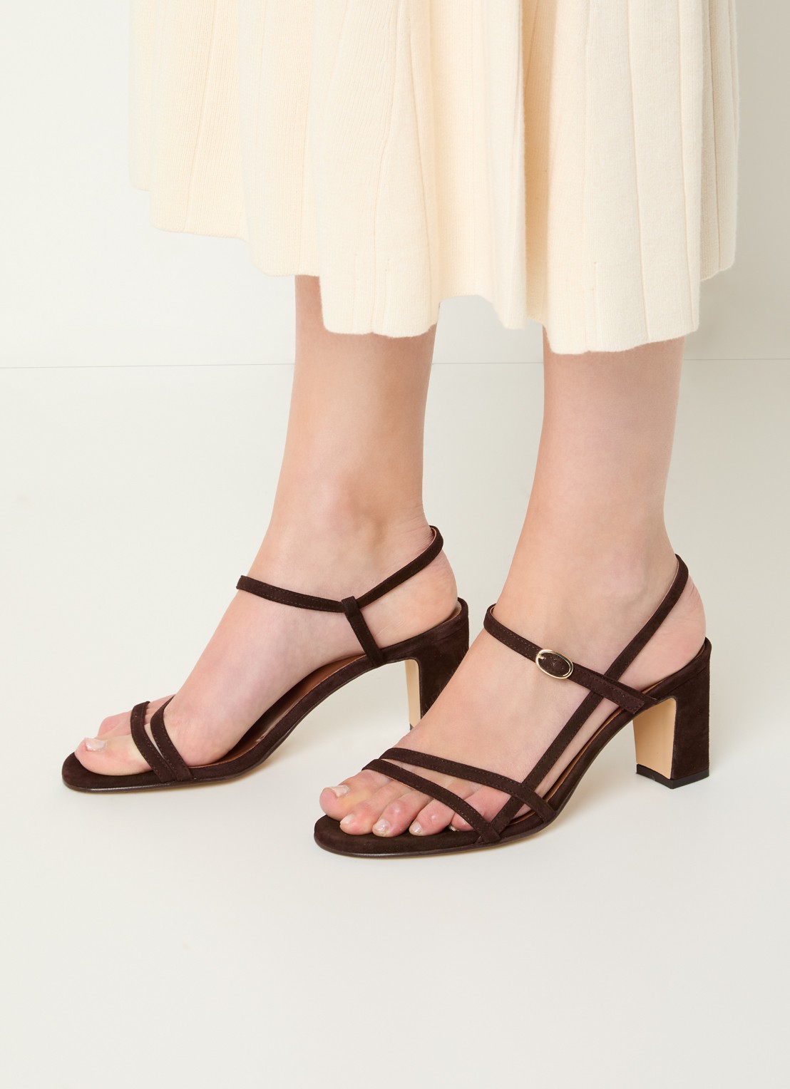 Jonak Vicomte sandalette van geitensuède - voorkant 2 chocoladebruin