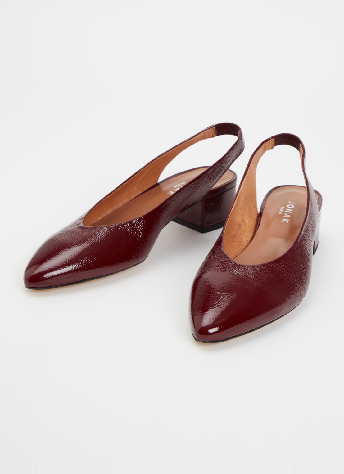 Jonak Vince slingback van kalfsleer - detail bordeauxrood