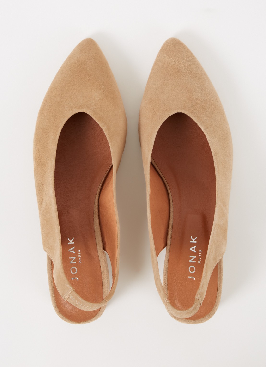 Jonak Vince Velours slingback van suède - detail 2 camel