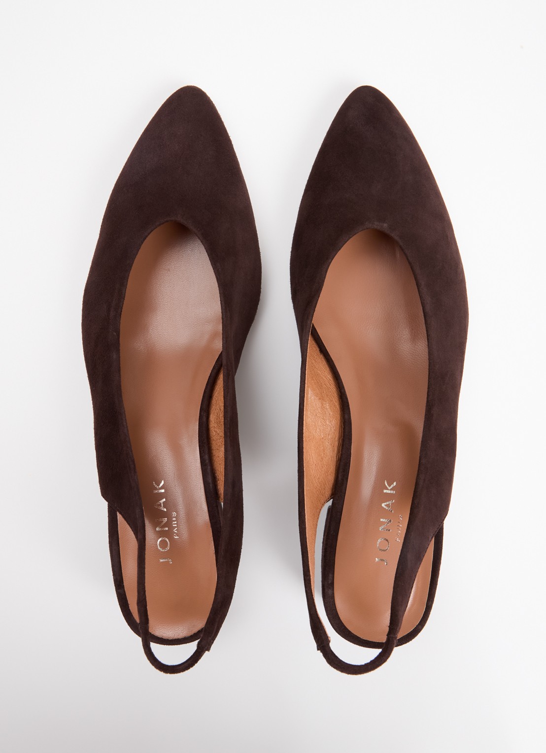 Jonak Vince Velours slingback van suède - detail 2 donkerbruin